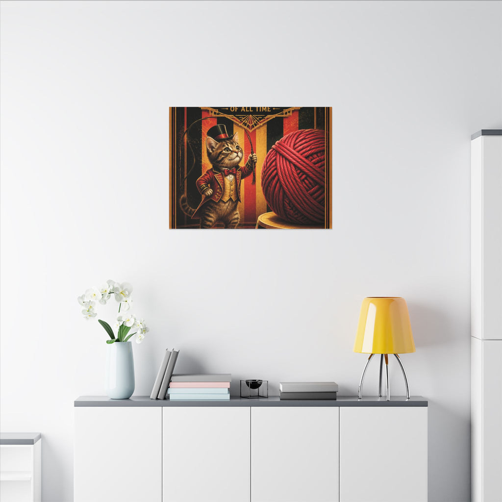 Cat Lion Tamer Wall Art Canvas 24×36 Art Deco Bar Area Decor Maximalist Print
