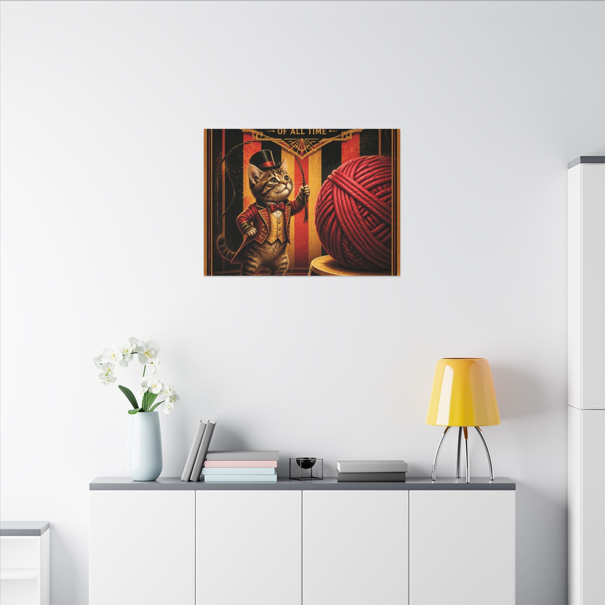 Cat Lion Tamer Wall Art Canvas 24×36 Art Deco Bar Area Decor Maximalist Print