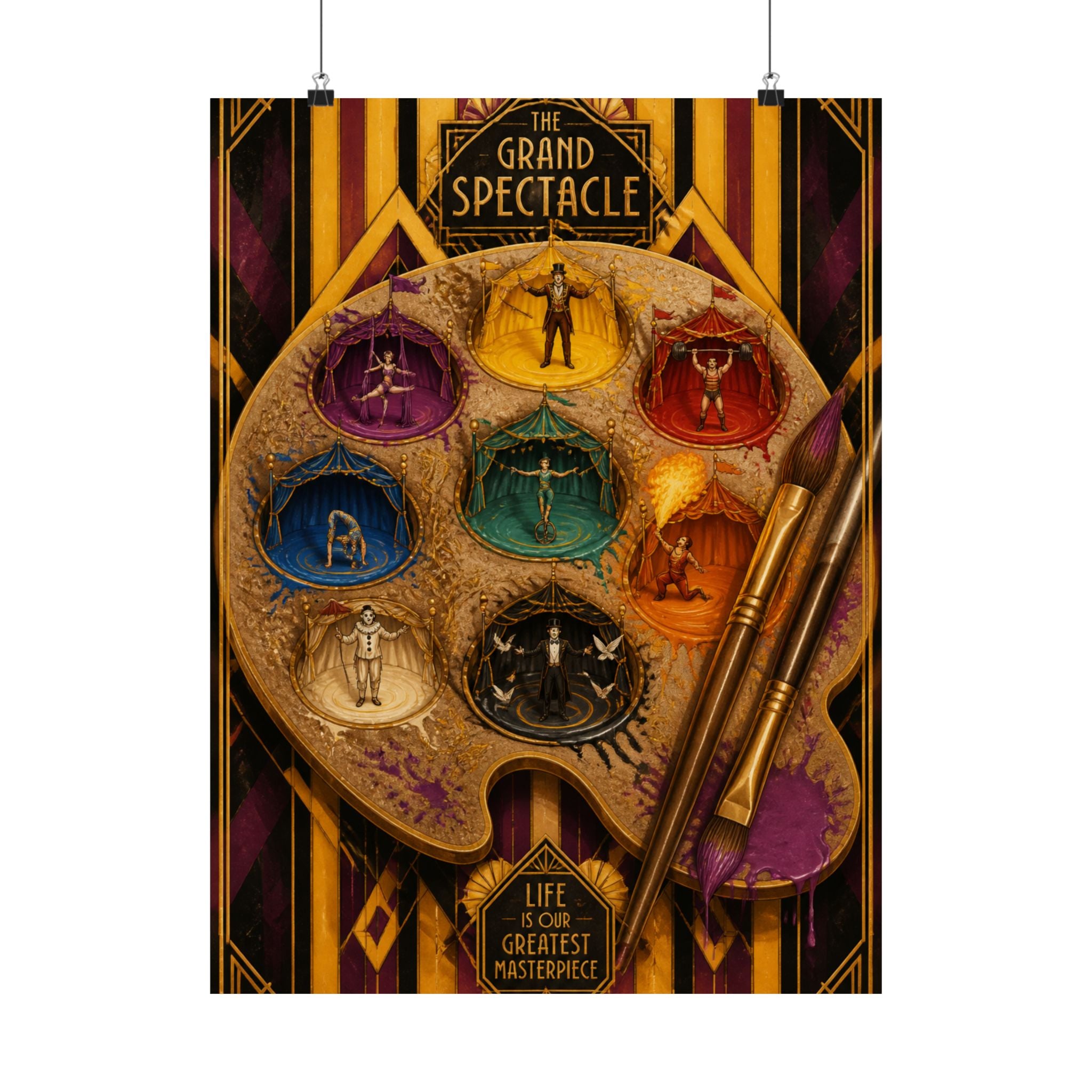 Paint Palette Stage Wall Art Poster 24×36 Art Deco Bar Area Decor Maximalist Print