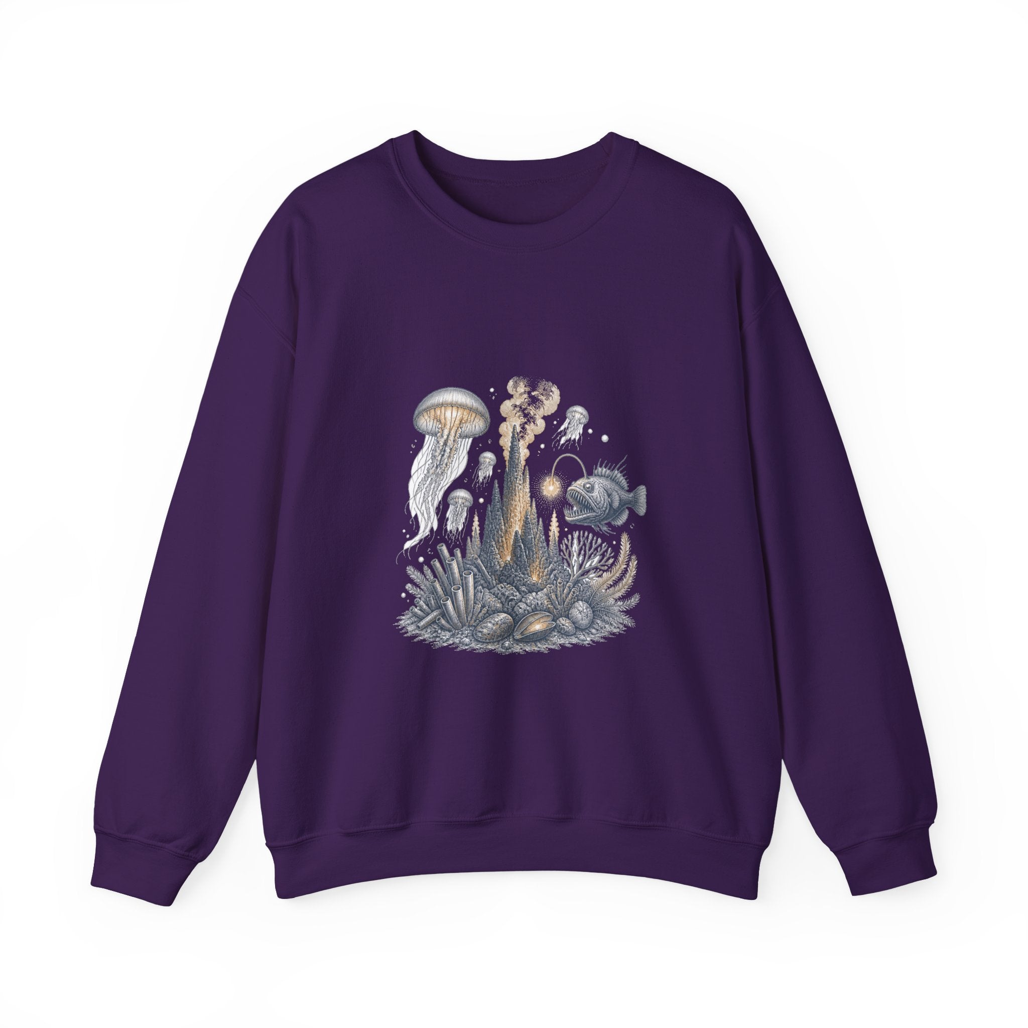 Matching Couple Sweatshirt - Coral Reef & Deep Sea Matching Couple Premium Fleece Sweatshirt Vintage Art His Hers Honeymoon Gift - Design B