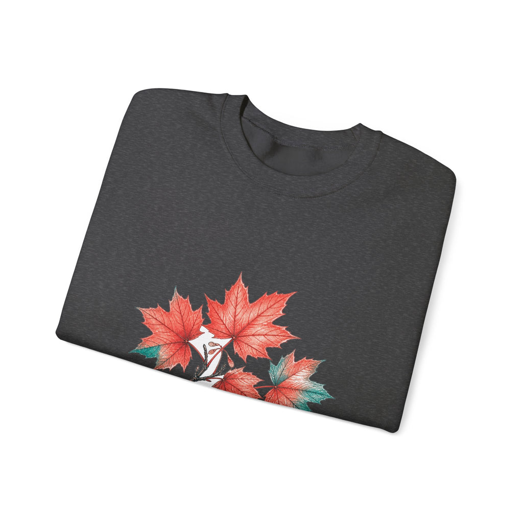 Matching Couple Sweatshirt - Cherry Blossom & Maple Leaf Matching Couple Premium Fleece Sweatshirt Hand-Drawn Art His Hers Anniversary Gift - Design B