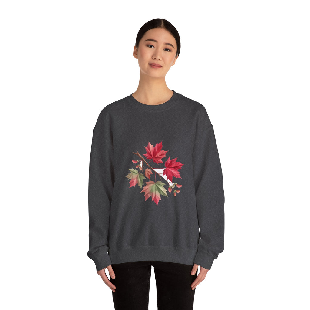 Matching Couple Sweatshirt - Cherry Blossom & Maple Leaf Matching Couple Premium Fleece Sweatshirt Geometric Art His Hers Love Gift - Design B