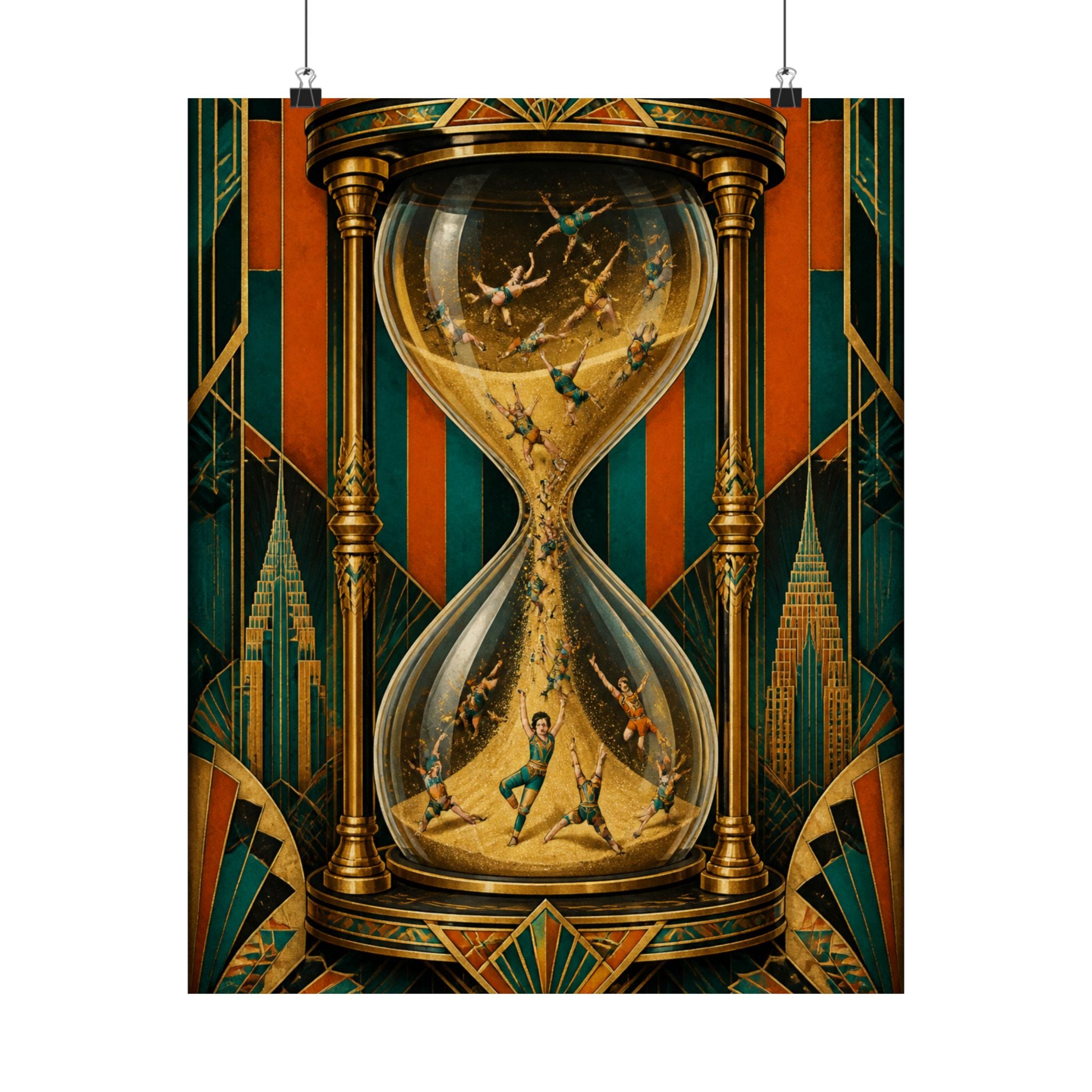 Hourglass Acrobats Wall Art Poster 24×36 Art Deco Bar Area Decor Maximalist Print