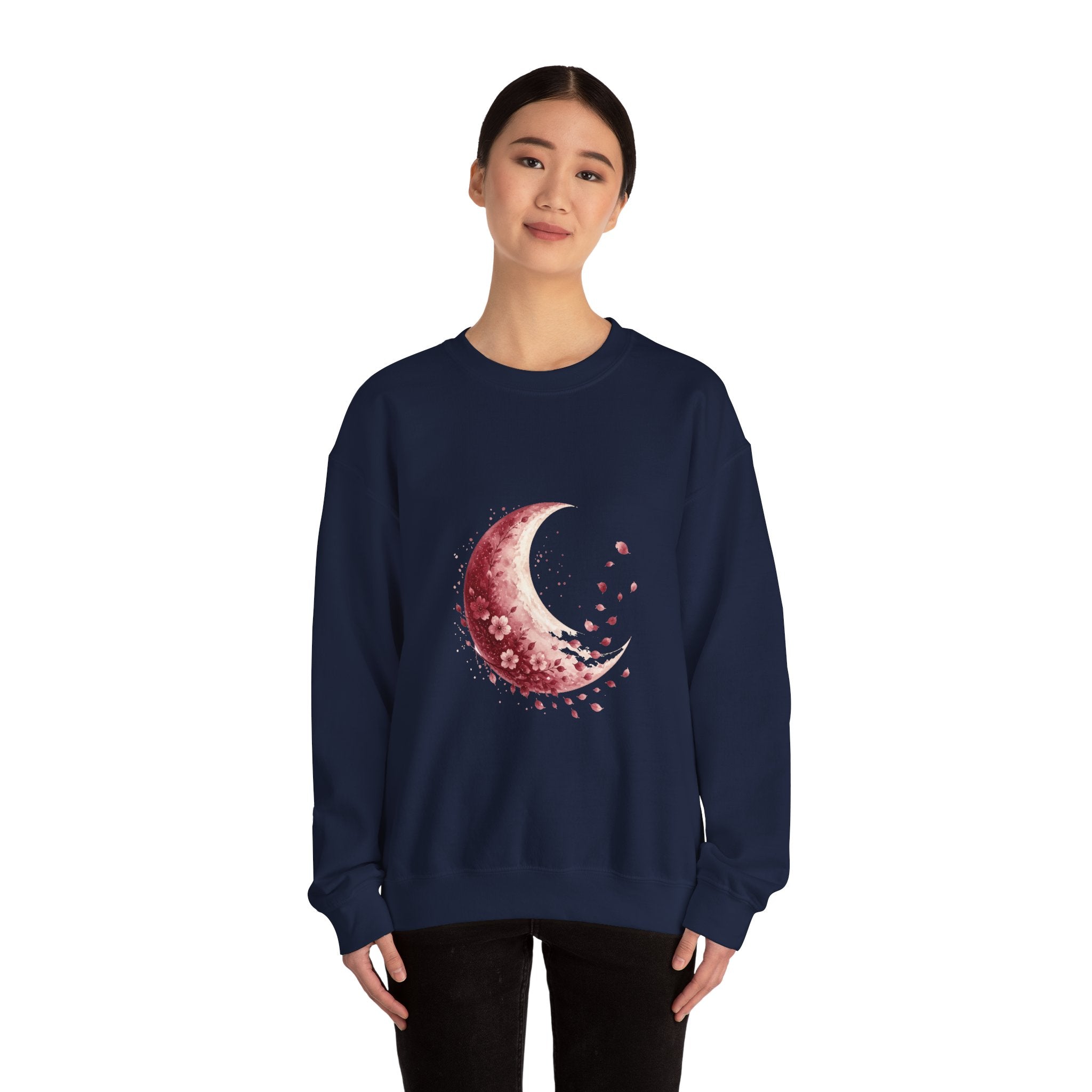Matching Couple Sweatshirt - Waxing & Waning Moon Matching Couple Premium Fleece Sweatshirt Watercolor Art His Hers Birthday Gift - Design B