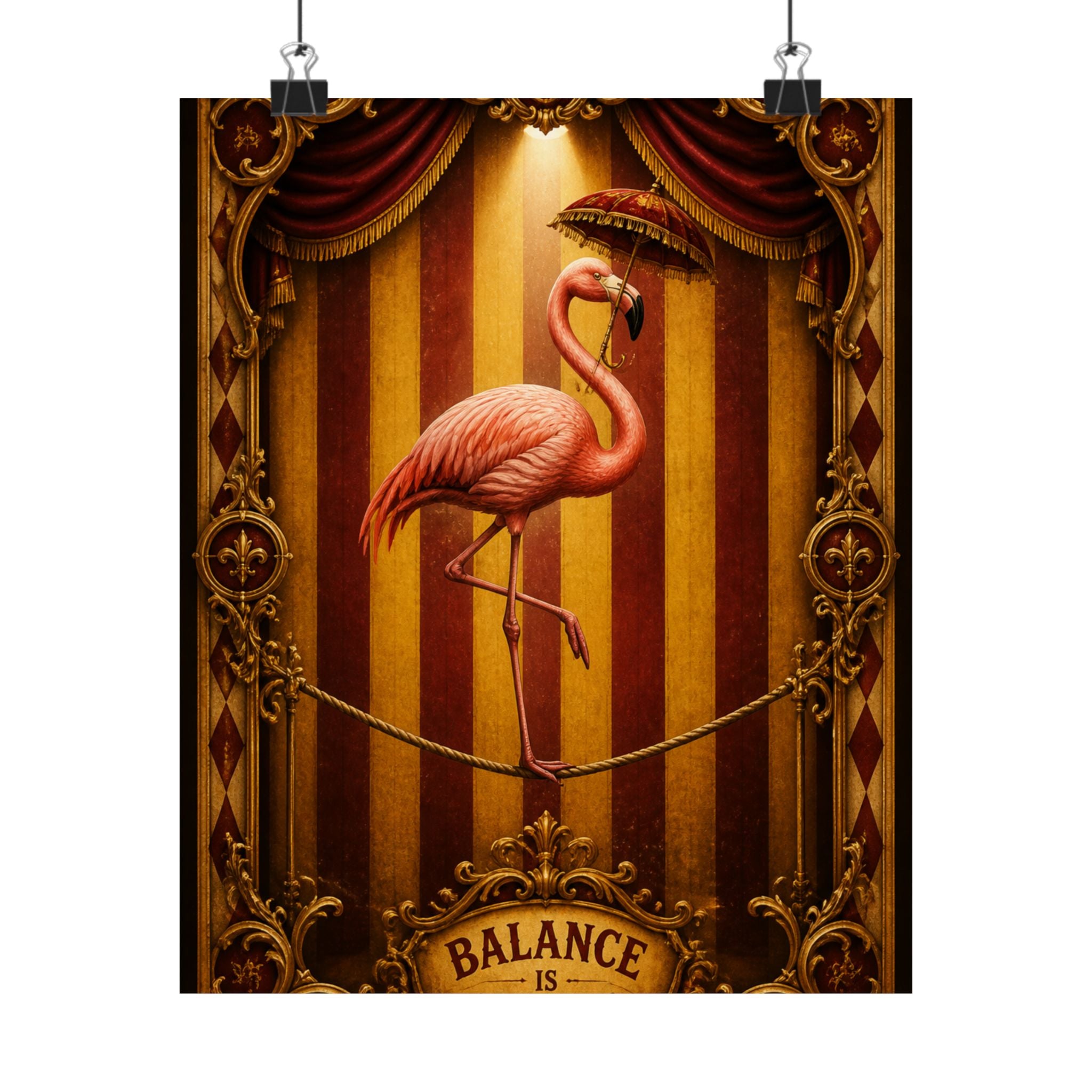 Flamingo Tightrope Wall Art Poster 24×36 Baroque Studio Decor Maximalist Print