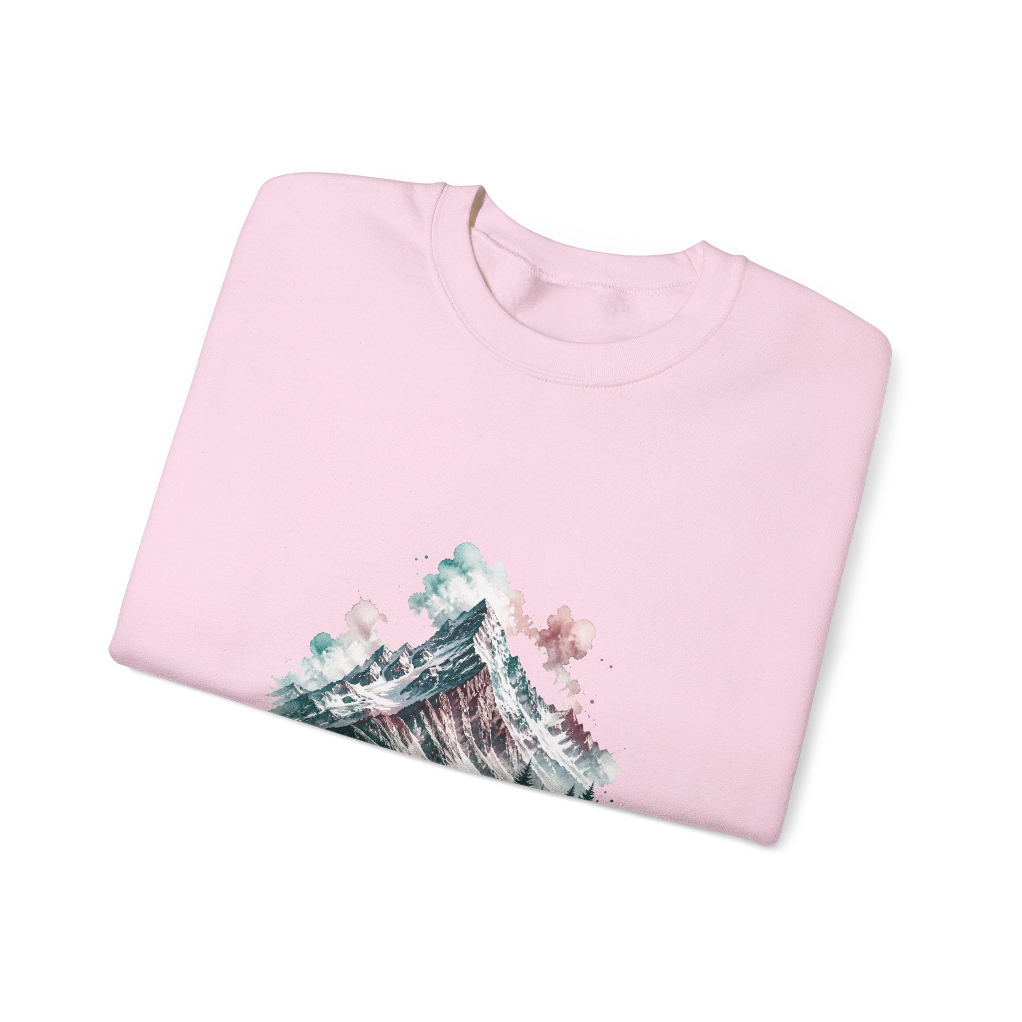 Matching Couple Sweatshirt - Mountain & Ocean Matching Couple Crewneck Sweatshirt Watercolor Art His Hers Engagement Gift - Design A