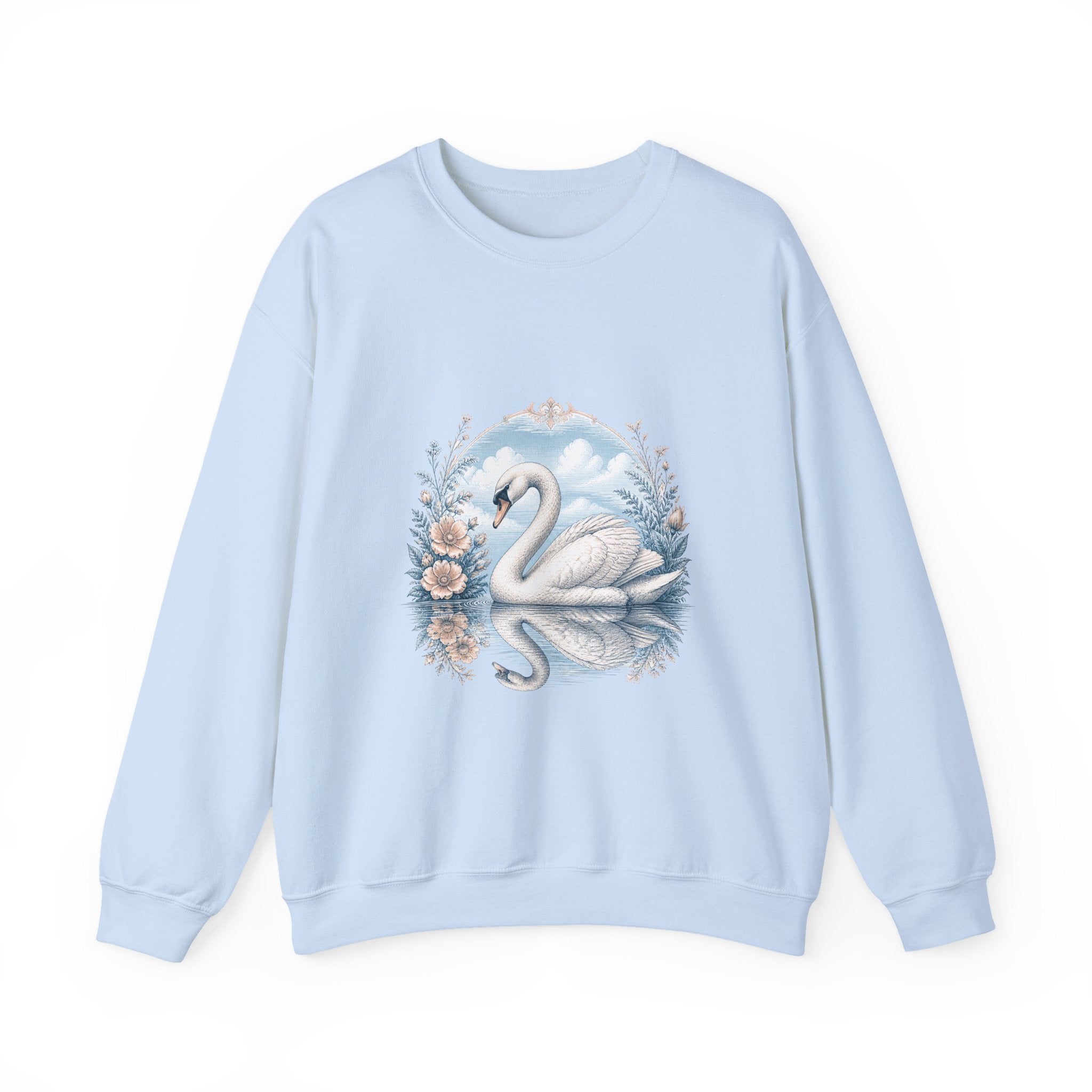 Matching Couple Sweatshirt - Raven & Swan Matching Couple Crewneck Sweatshirt Vintage Art His Hers Wedding Gift - Design B