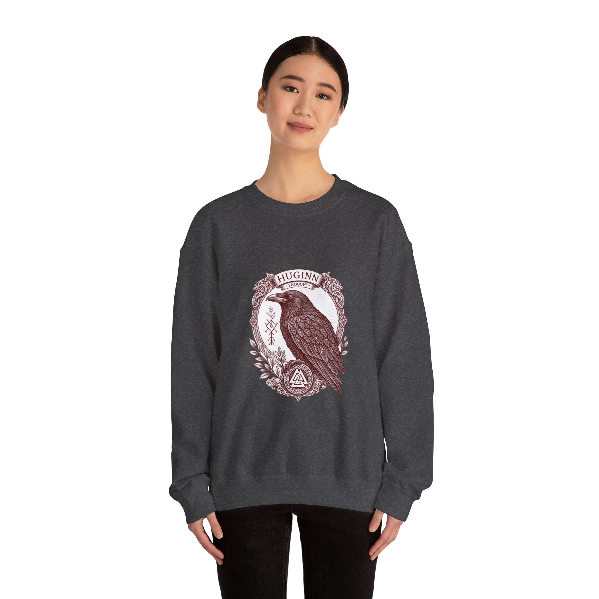 Matching Couple Sweatshirt - Huginn & Muninn Matching Couple Premium Fleece Sweatshirt Vintage Art His Hers Honeymoon Gift - Design A