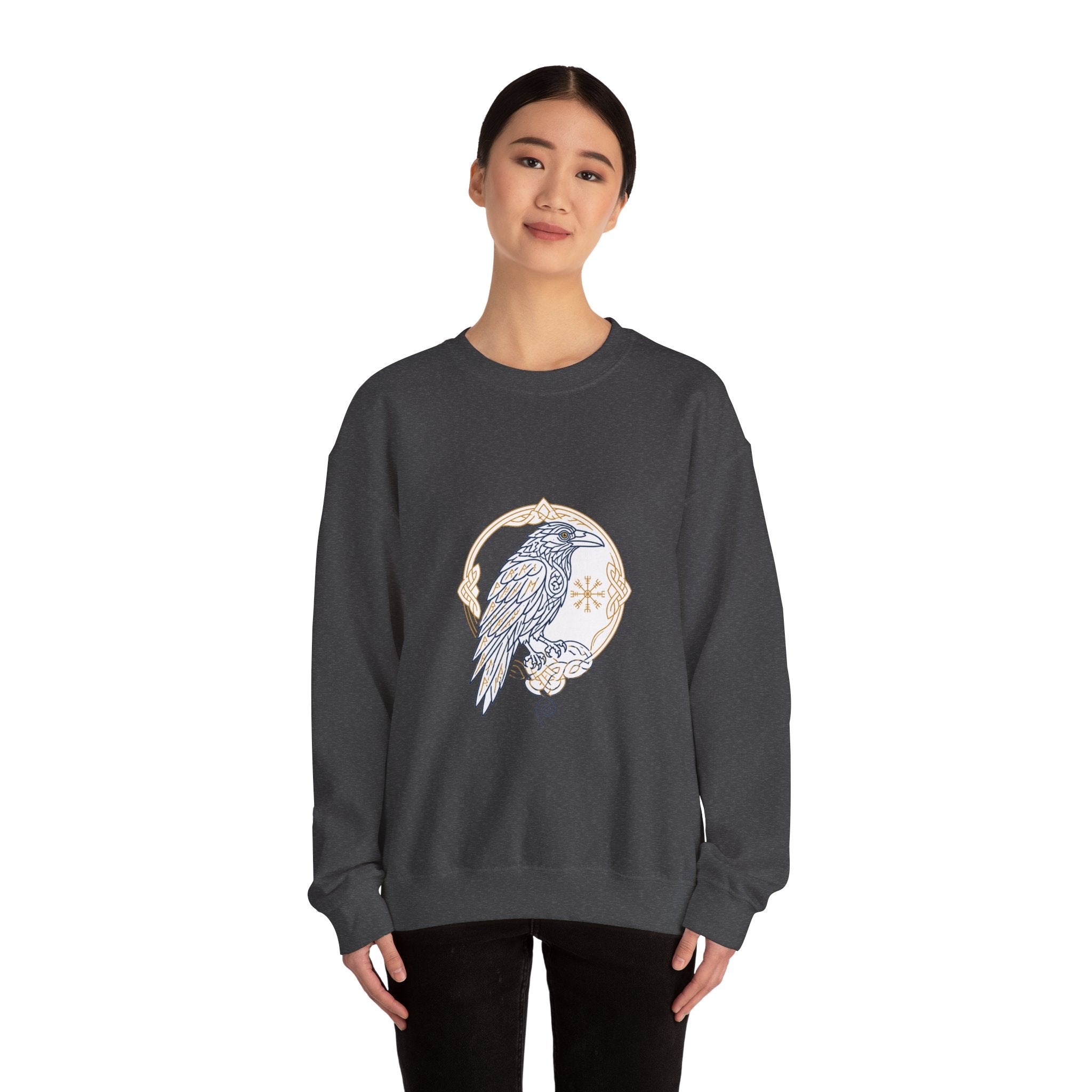 Matching Couple Sweatshirt - Huginn & Muninn Matching Couple Premium Fleece Sweatshirt Minimalist Art His Hers Christmas Gift - Design A
