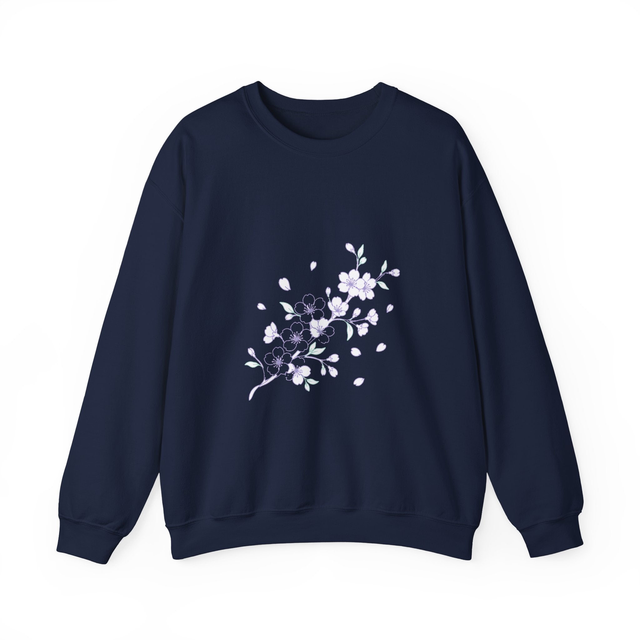 Matching Couple Sweatshirt - Cherry Blossom & Maple Leaf Matching Couple Crewneck Sweatshirt Minimalist Art His Hers Valentine Gift - Design A