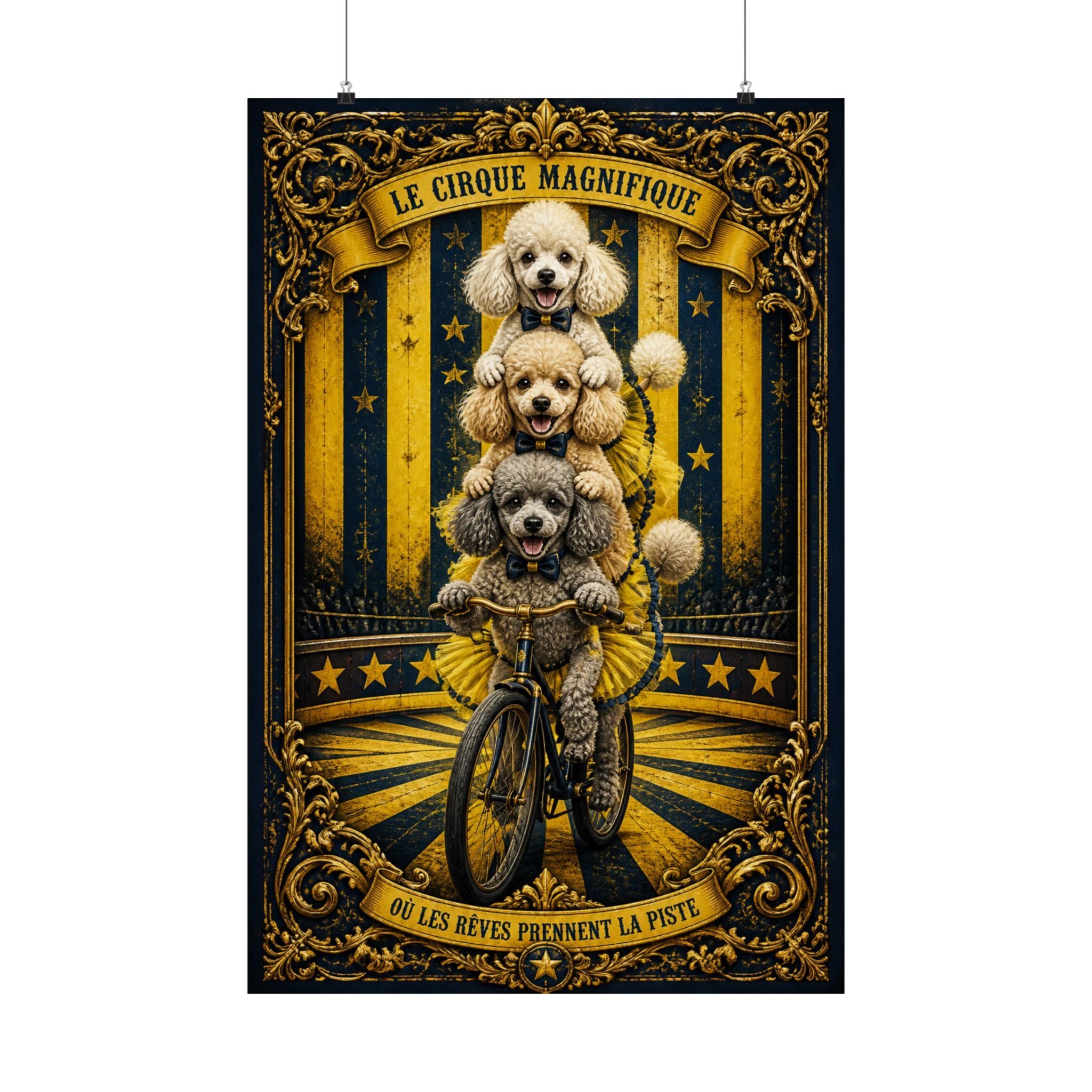Poodle Stack Bicycle Wall Art Poster 18×24 Baroque Home Office Decor Maximalist Print