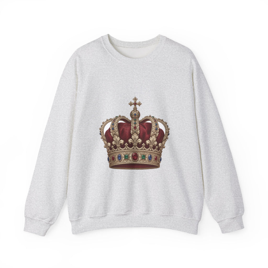 Matching Couple Sweatshirt - Crown & Shield Matching Couple Crewneck Sweatshirt Vintage Art His Hers Wedding Gift - Design A