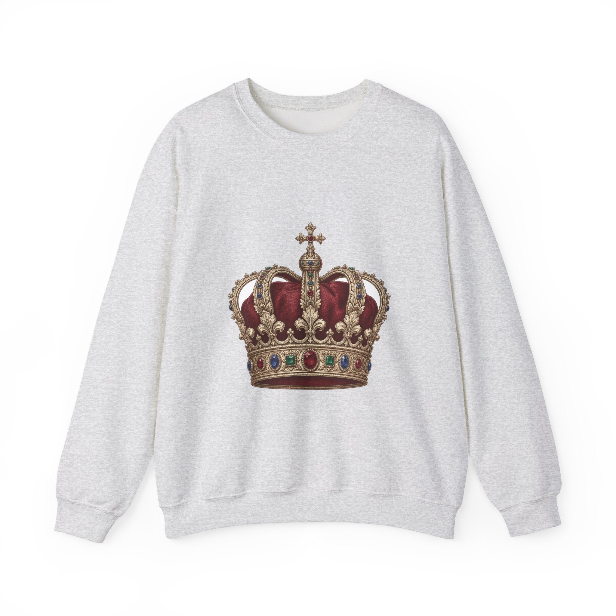 Matching Couple Sweatshirt - Crown & Shield Matching Couple Crewneck Sweatshirt Vintage Art His Hers Wedding Gift - Design A