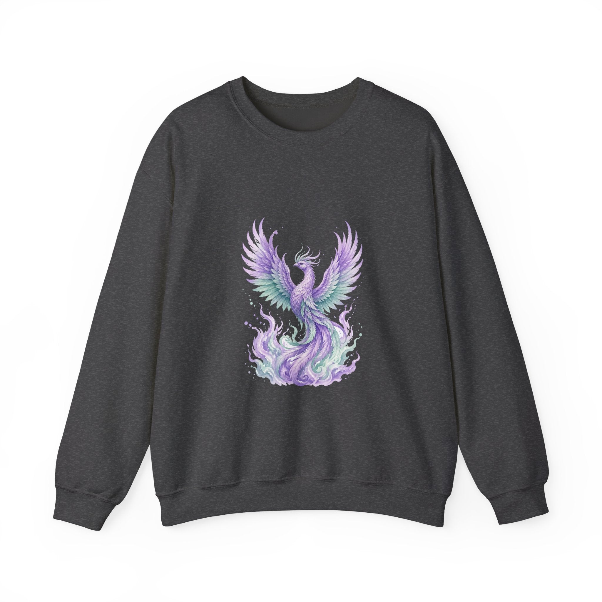 Matching Couple Sweatshirt - Dragon & Phoenix Matching Couple Crewneck Sweatshirt Watercolor Art His Hers Engagement Gift - Design B