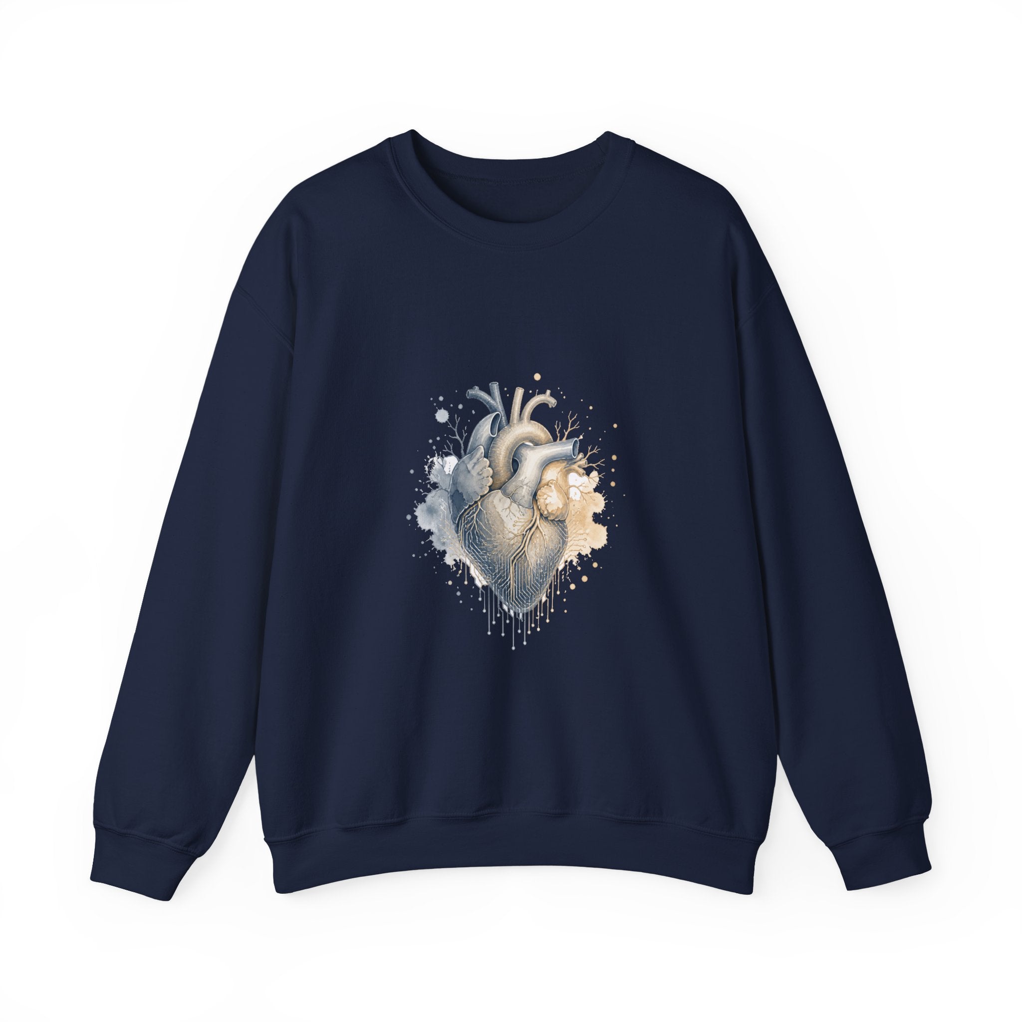 Matching Couple Sweatshirt - Robot & Heart Matching Couple Comfort Colors Crew Watercolor Art His Hers Birthday Gift - Design B