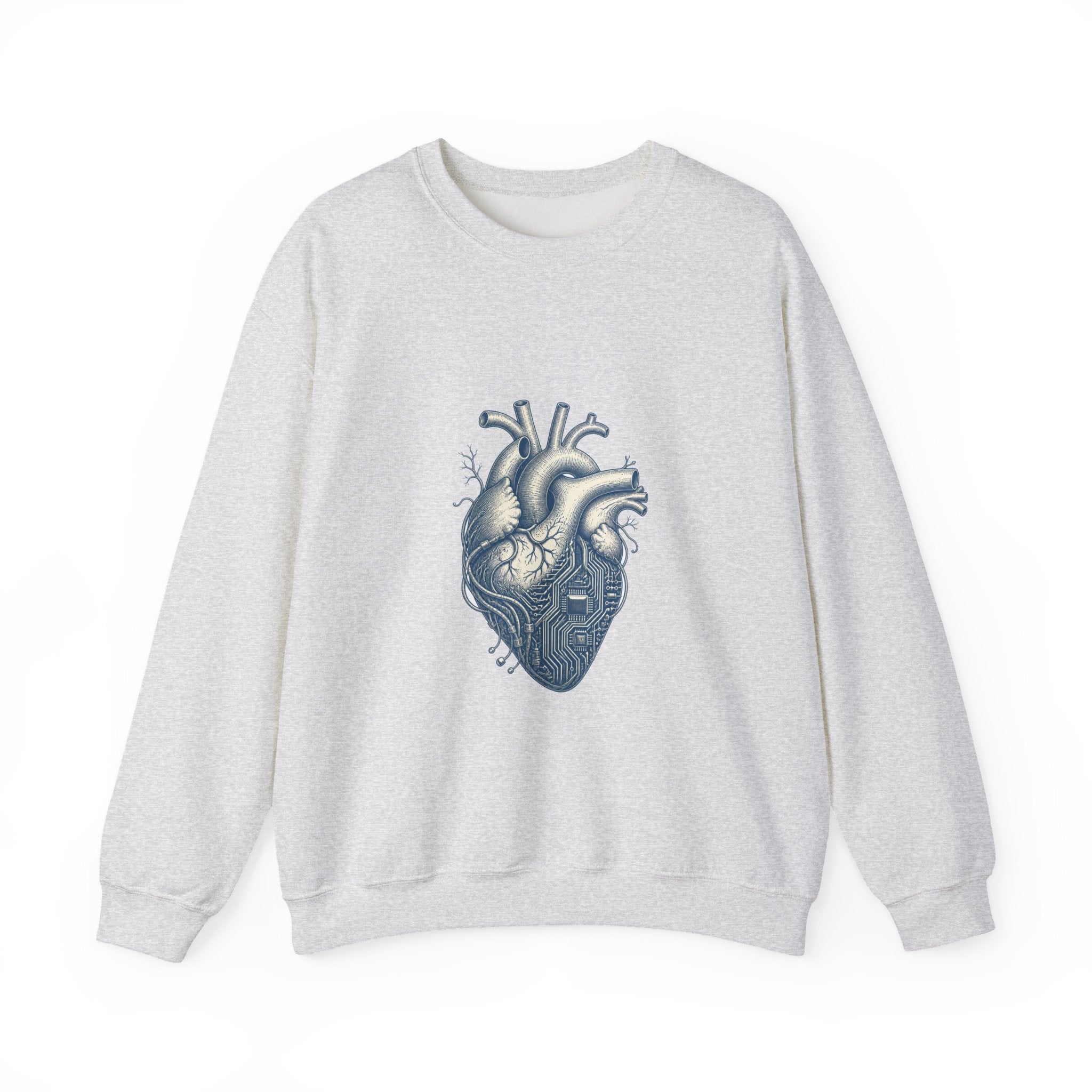 Matching Couple Sweatshirt - Robot & Heart Matching Couple Premium Fleece Sweatshirt Vintage Art His Hers Honeymoon Gift - Design B