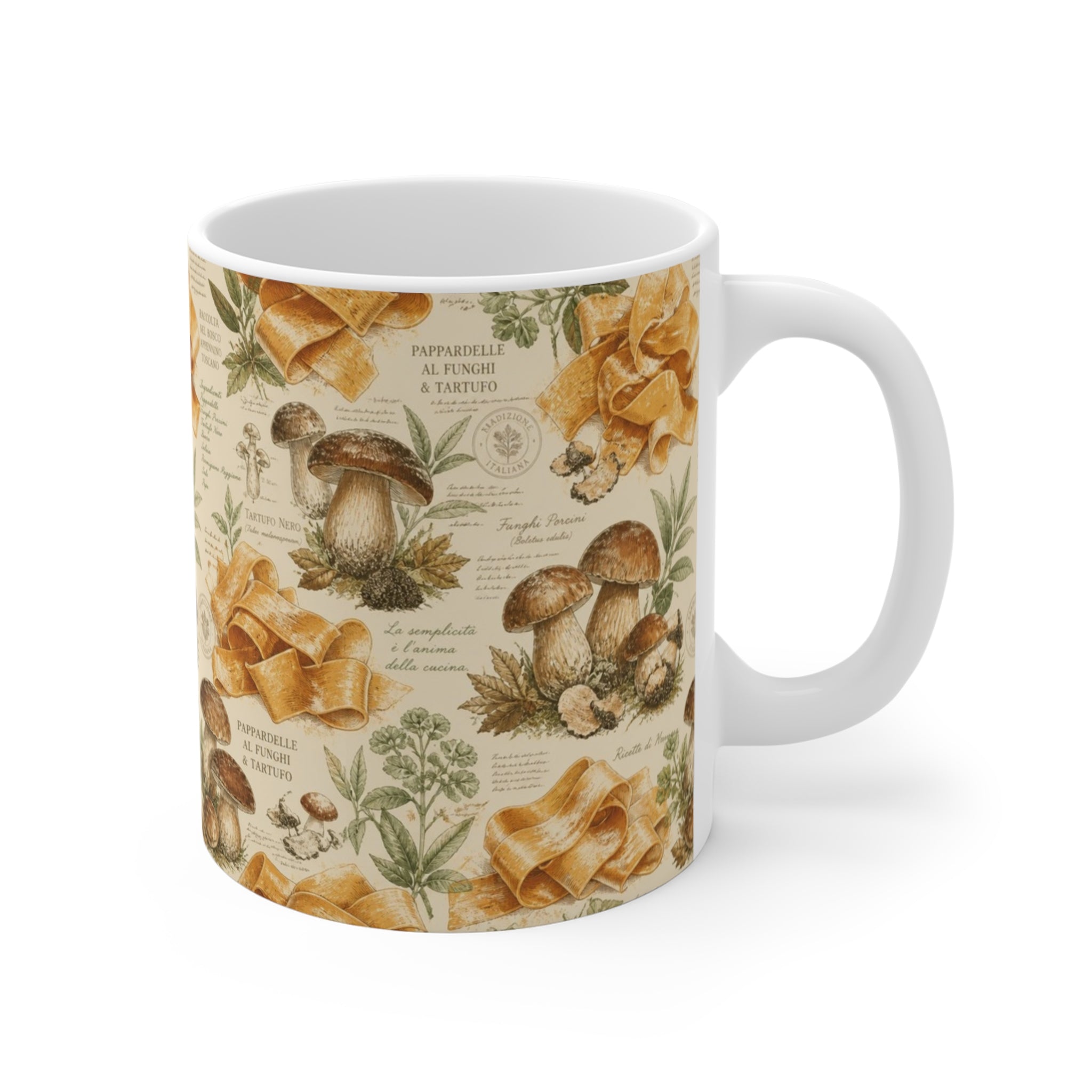 Pappardelle Ribbons 11oz Ceramic Mug Mediterranean Kitchen Botanical Design Italian Cottagecore Gift