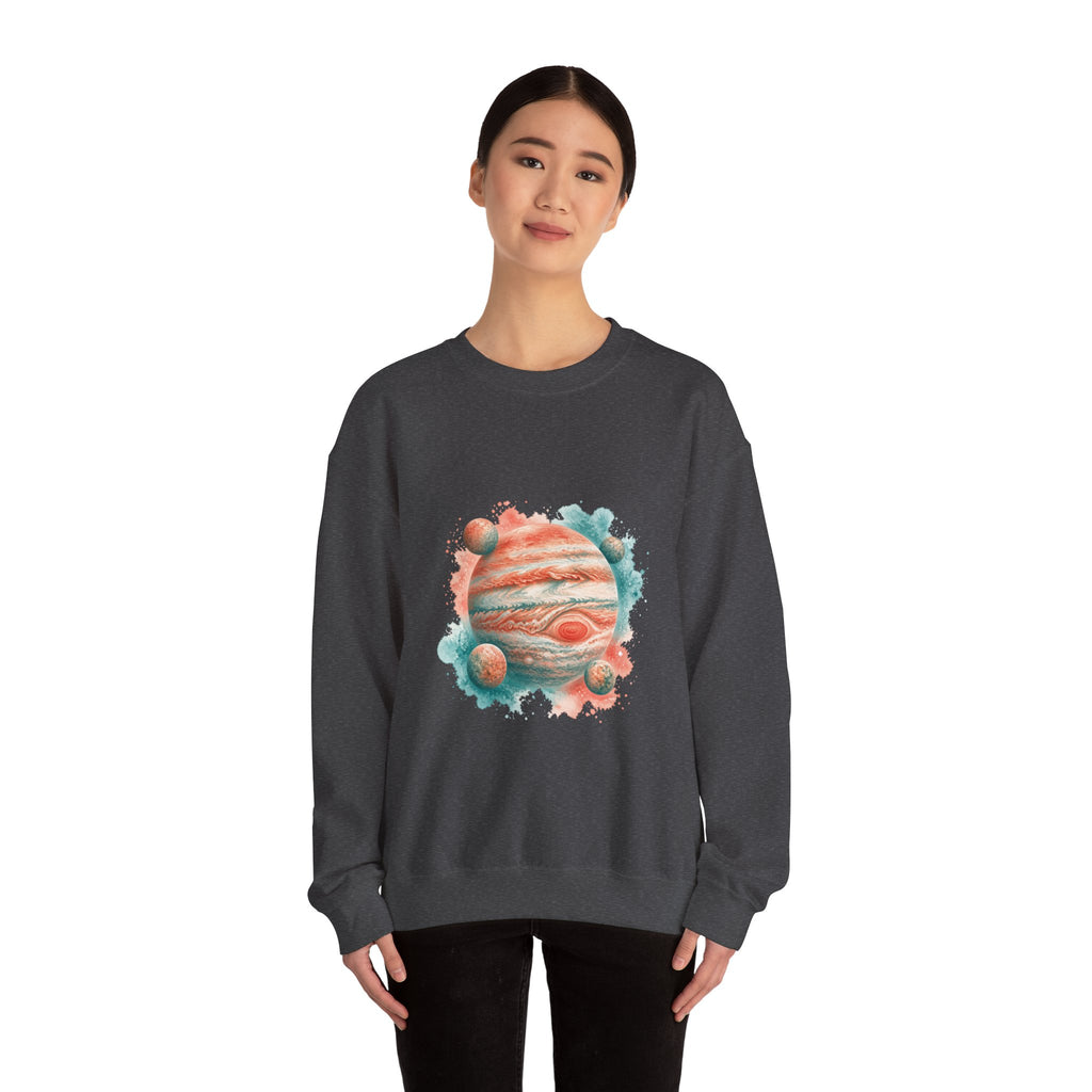 Matching Couple Sweatshirt - Saturn & Jupiter Matching Couple Premium Fleece Sweatshirt Watercolor Art His Hers Birthday Gift - Design B