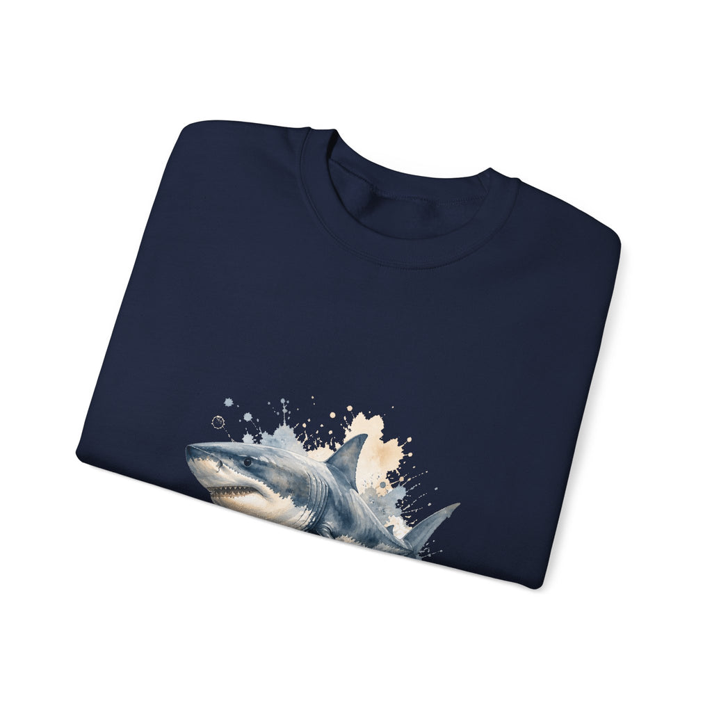 Matching Couple Sweatshirt - Shark & Dolphin Matching Couple Comfort Colors Crew Watercolor Art His Hers Birthday Gift - Design A