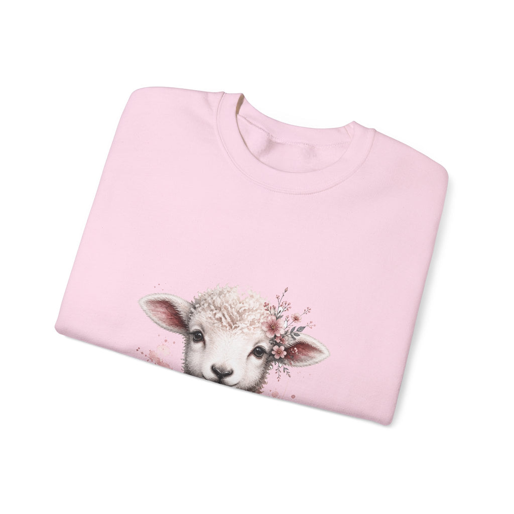 Matching Couple Sweatshirt - Lion & Lamb Matching Couple Crewneck Sweatshirt Watercolor Art His Hers Engagement Gift - Design B