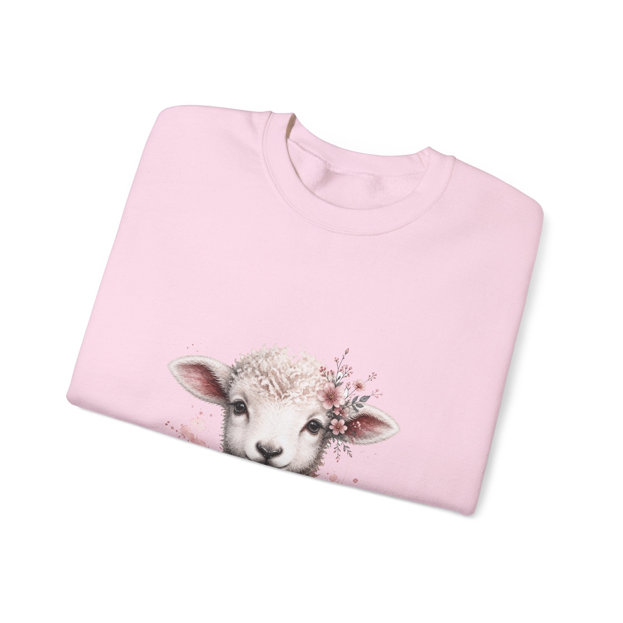 Matching Couple Sweatshirt - Lion & Lamb Matching Couple Crewneck Sweatshirt Watercolor Art His Hers Engagement Gift - Design B