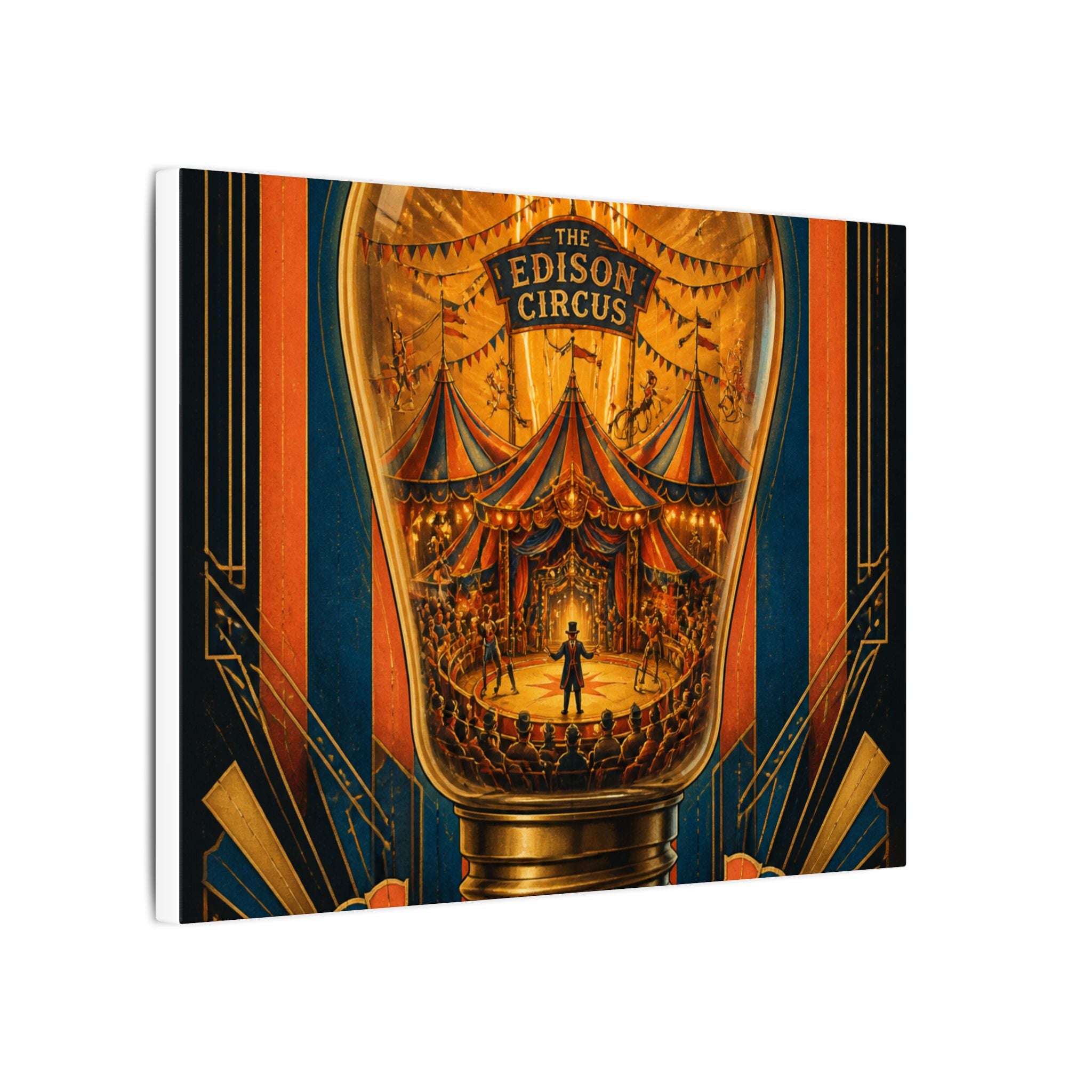 Light Bulb Circus Wall Art Canvas 16×20 Art Deco Entryway Decor Maximalist Print