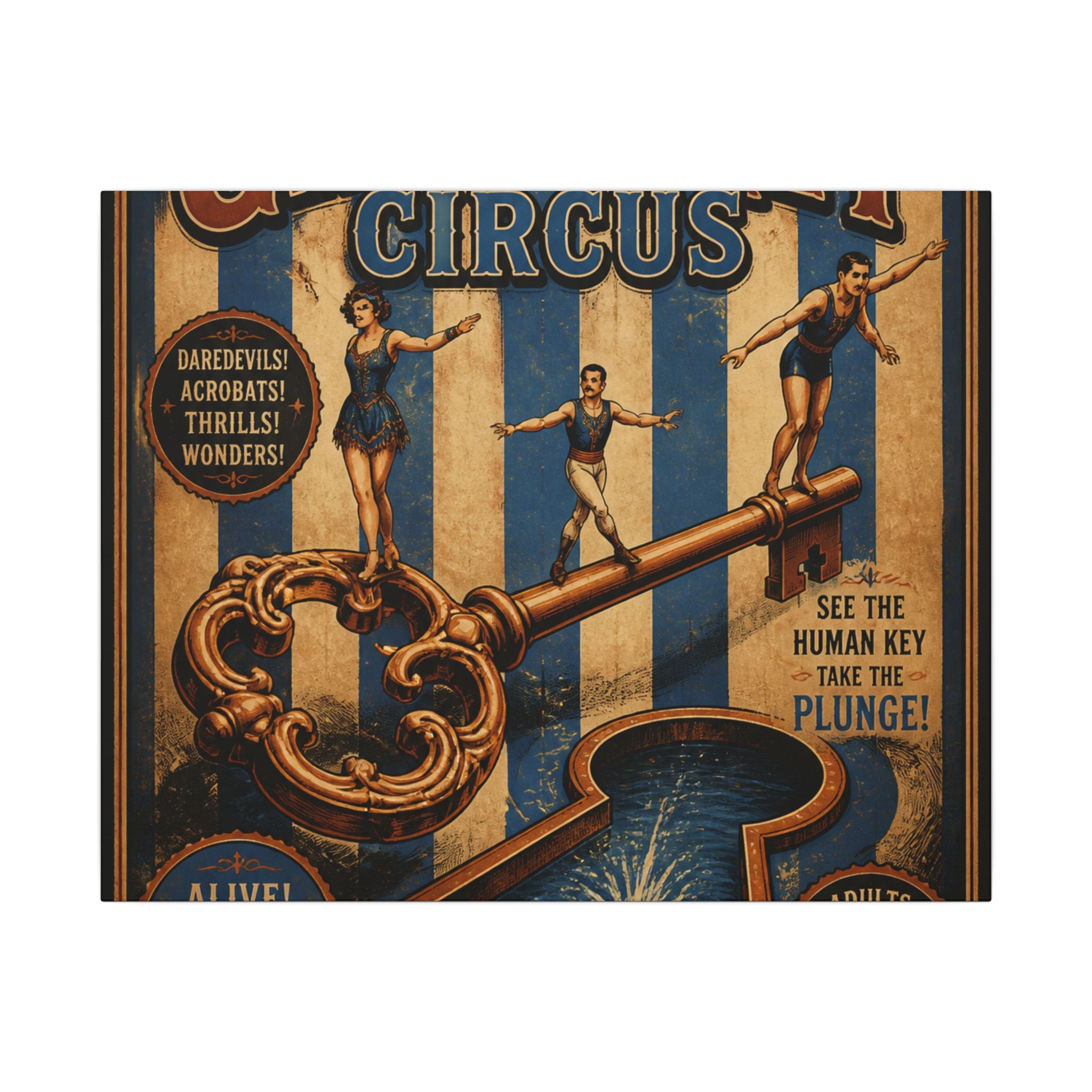 Giant Key Performance Wall Art Canvas 24×36 Vintage Circus Bedroom Decor Maximalist Print