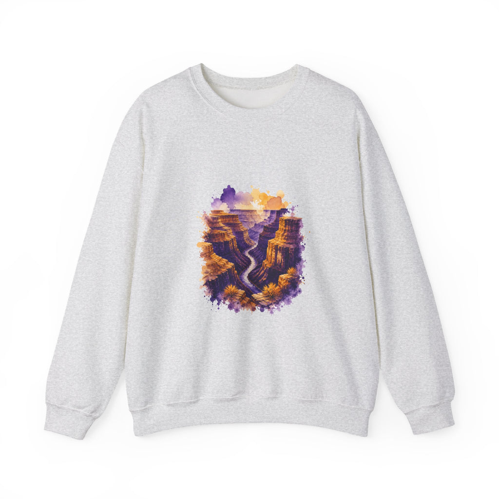 Matching Couple Sweatshirt - Lavender Fields & Canyon Matching Couple Premium Fleece Sweatshirt Watercolor Art His Hers Birthday Gift - Design B