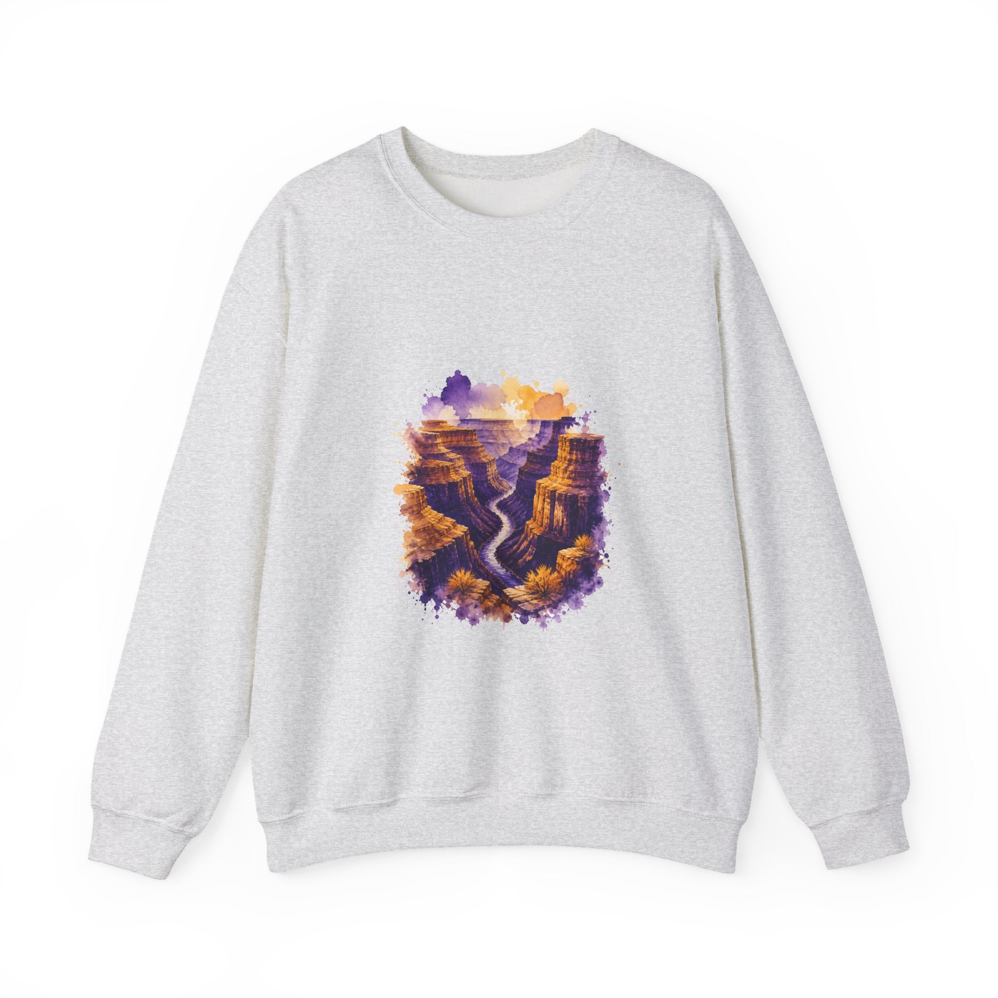 Matching Couple Sweatshirt - Lavender Fields & Canyon Matching Couple Premium Fleece Sweatshirt Watercolor Art His Hers Birthday Gift - Design B