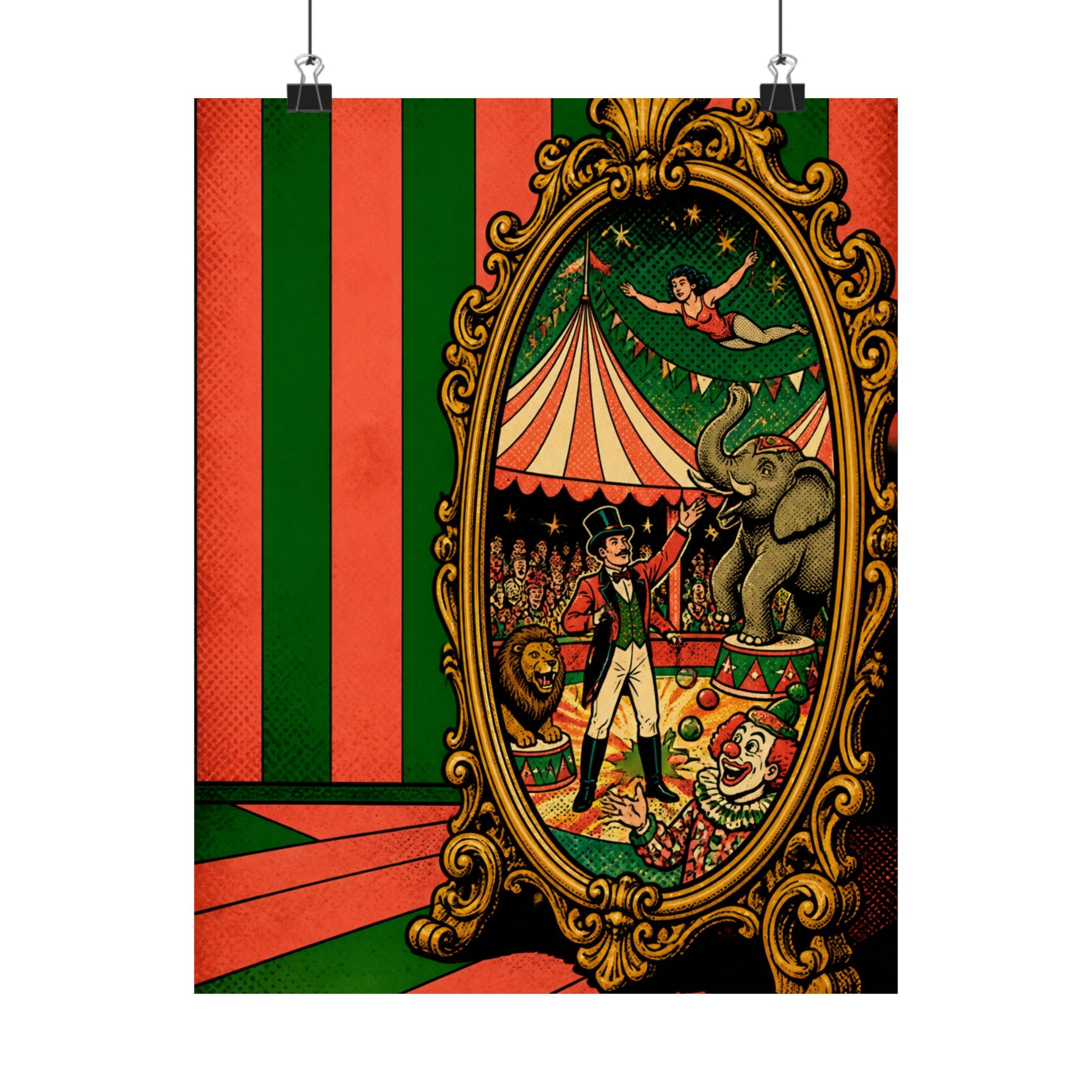Vintage Mirror Circus Wall Art Poster 24×36 Pop Art Restaurant Decor Maximalist Print