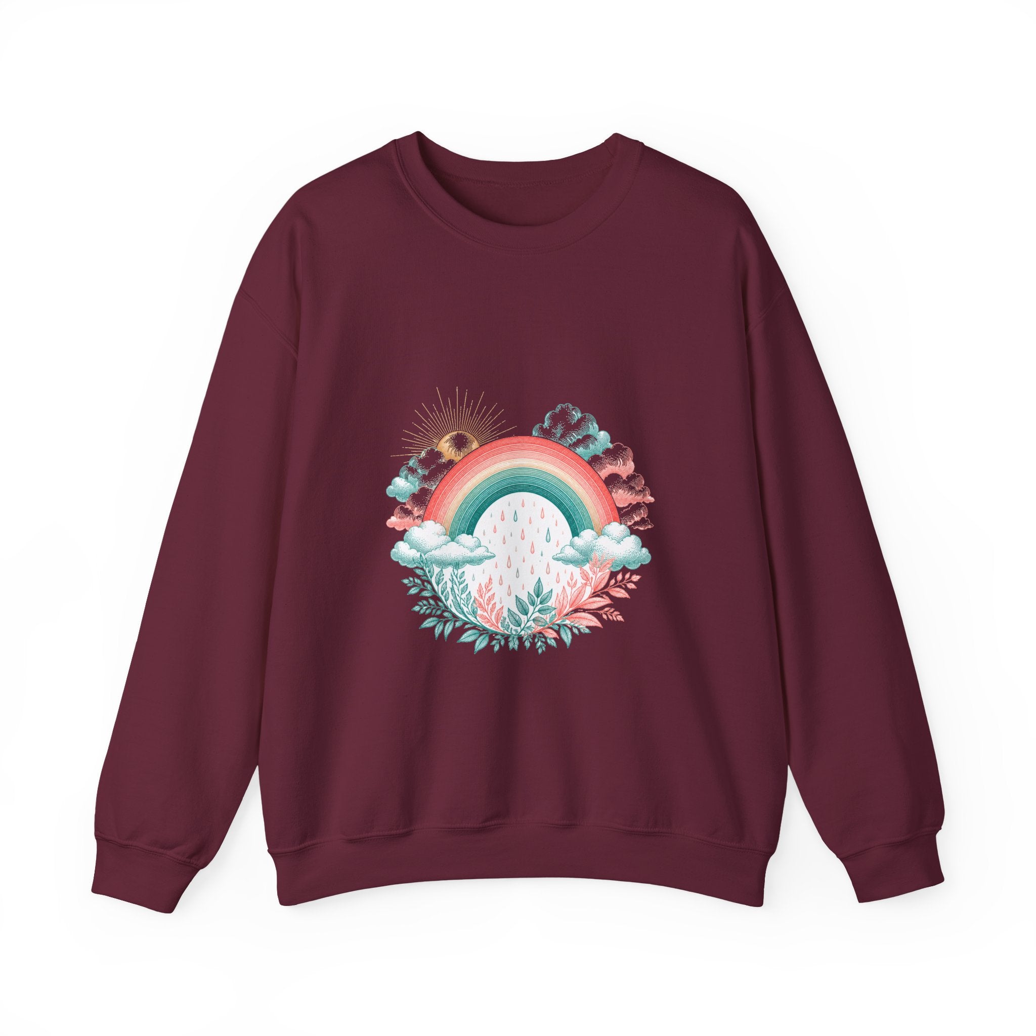 Matching Couple Sweatshirt - Storm & Rainbow Matching Couple Comfort Colors Crew Vintage Art His Hers Honeymoon Gift - Design B
