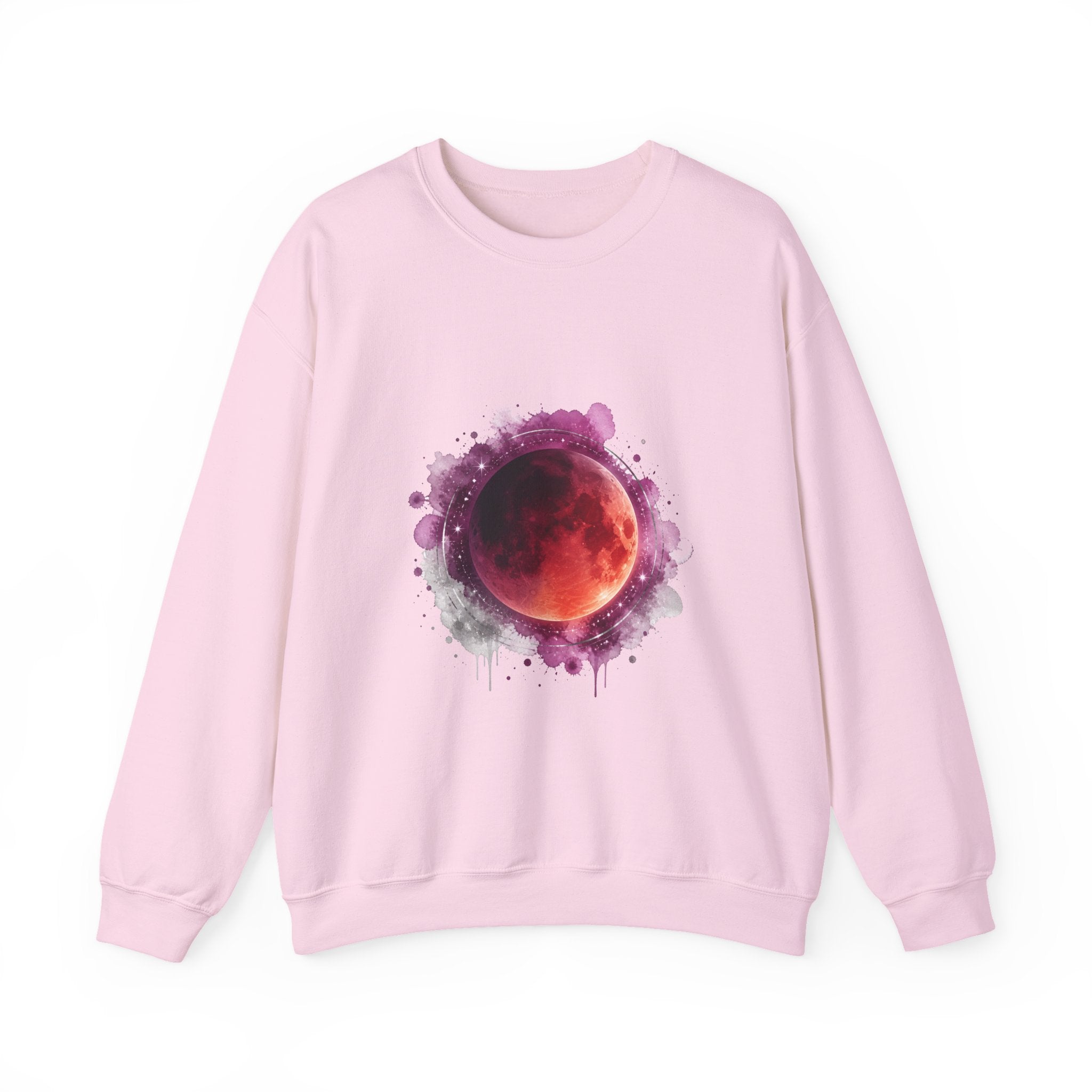 Matching Couple Sweatshirt - Solar & Lunar Eclipse Matching Couple Premium Fleece Sweatshirt Watercolor Art His Hers Birthday Gift - Design B