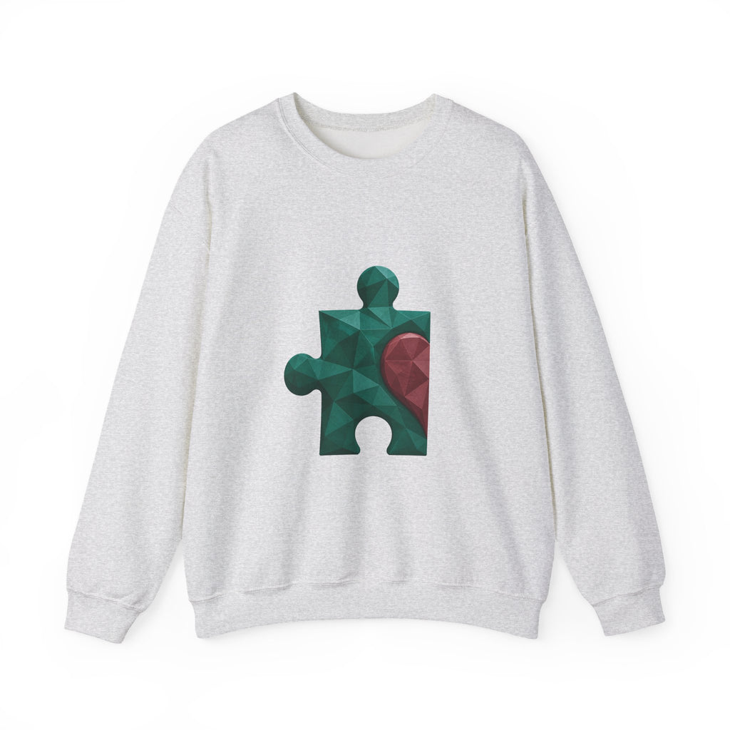 Matching Couple Sweatshirt - Puzzle Pieces Matching Couple Premium Fleece Sweatshirt Geometric Art His Hers Love Gift - Design A