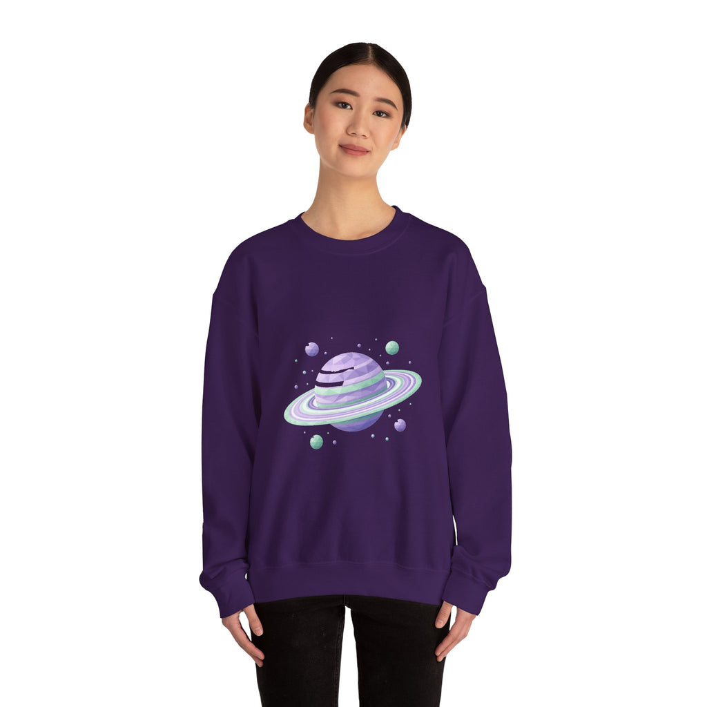 Matching Couple Sweatshirt - Saturn & Jupiter Matching Couple Crewneck Sweatshirt Geometric Art His Hers Couple Gift - Design A