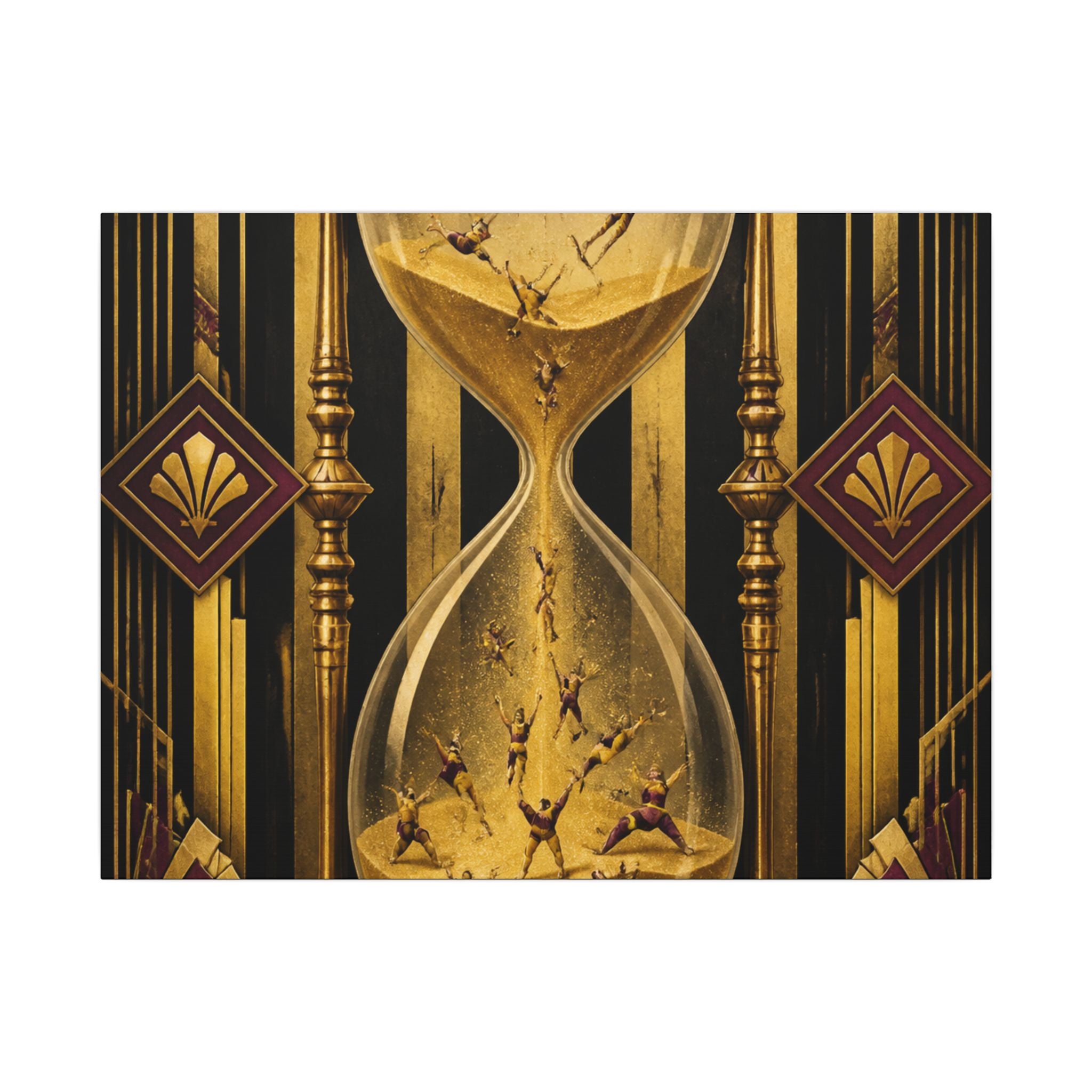 Hourglass Acrobats Wall Art Canvas 16×20 Art Deco Entryway Decor Maximalist Print