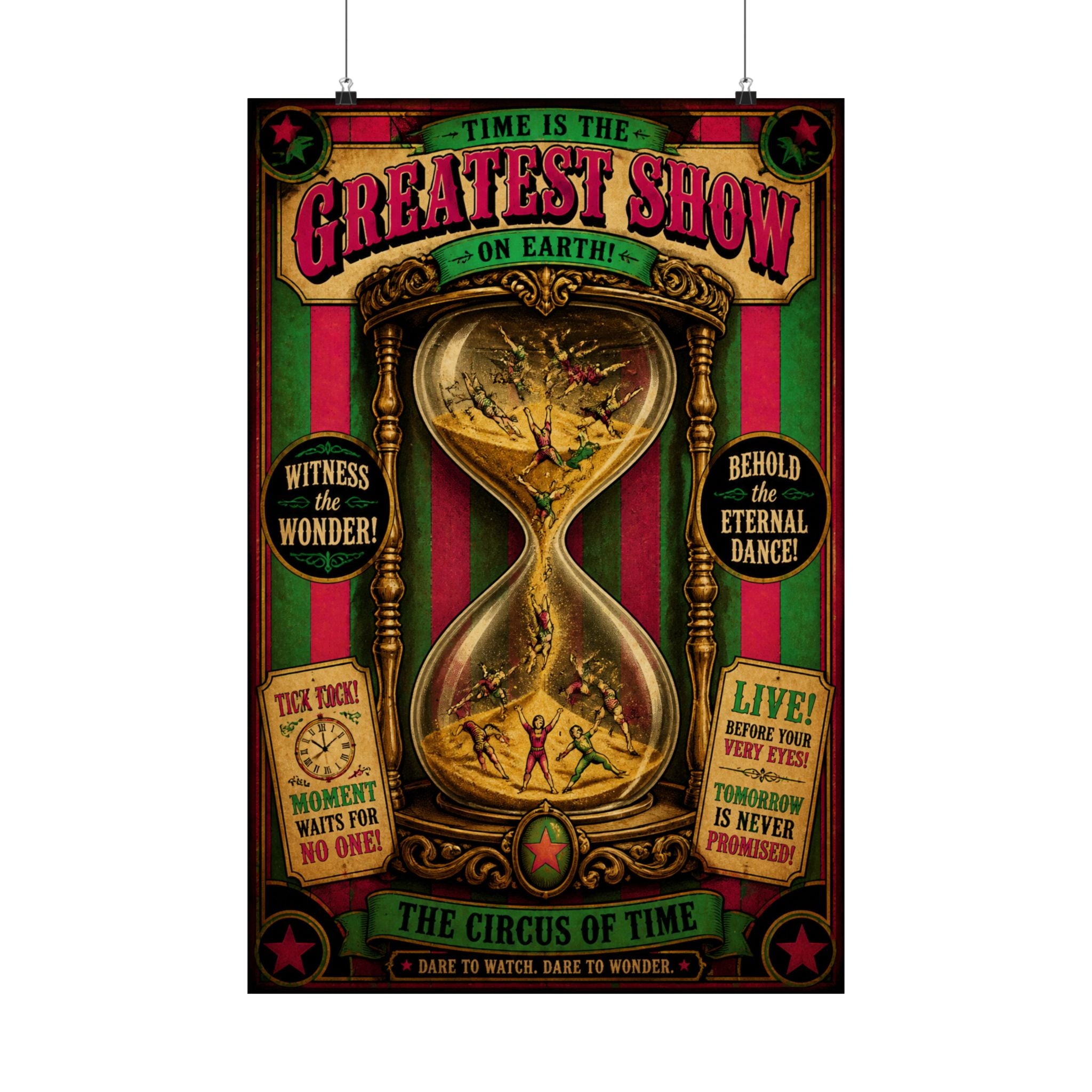 Hourglass Acrobats Wall Art Poster 18×24 Vintage Circus Kitchen Decor Maximalist Print