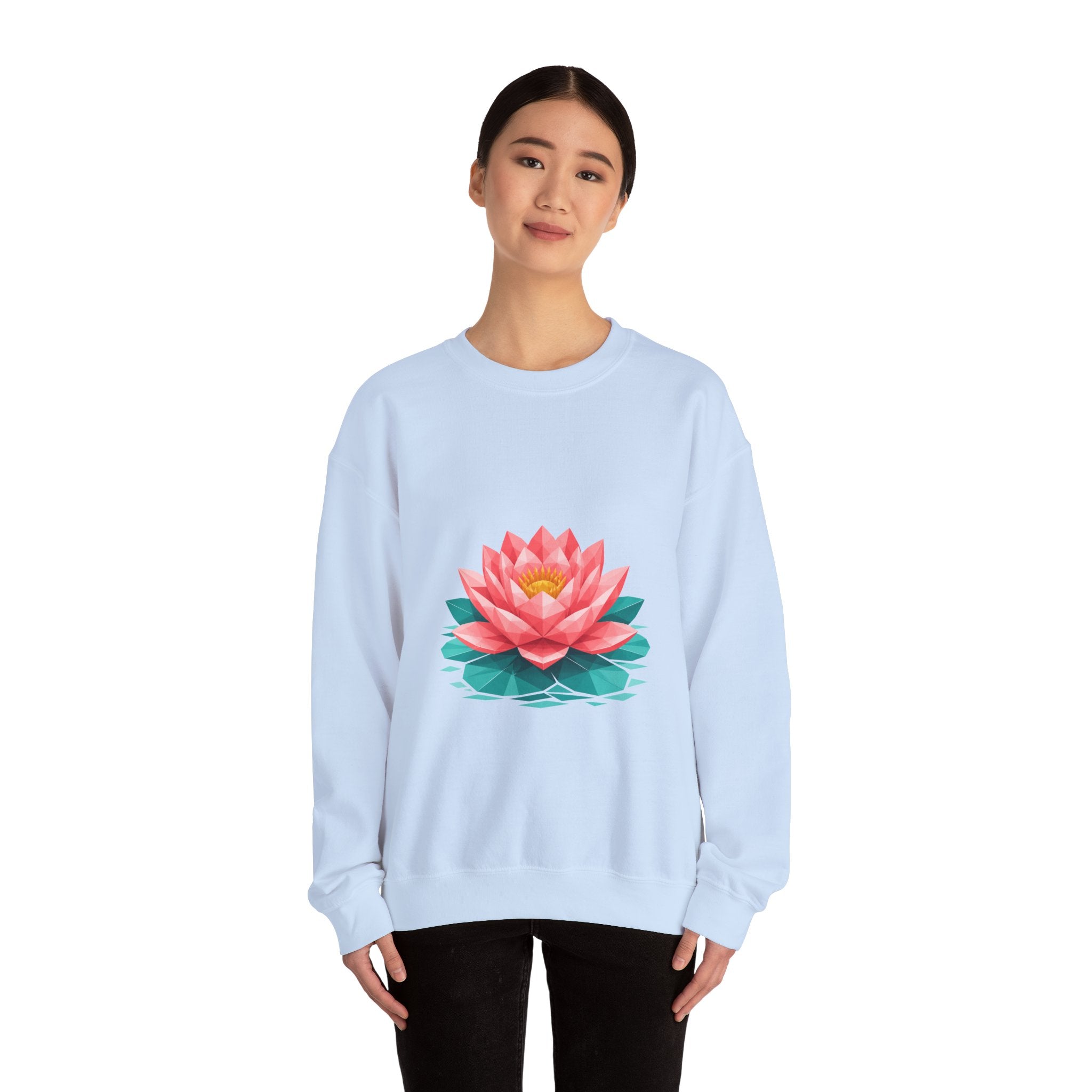 Matching Couple Sweatshirt - Open & Closed Lotus Matching Couple Premium Fleece Sweatshirt Geometric Art His Hers Love Gift - Design A