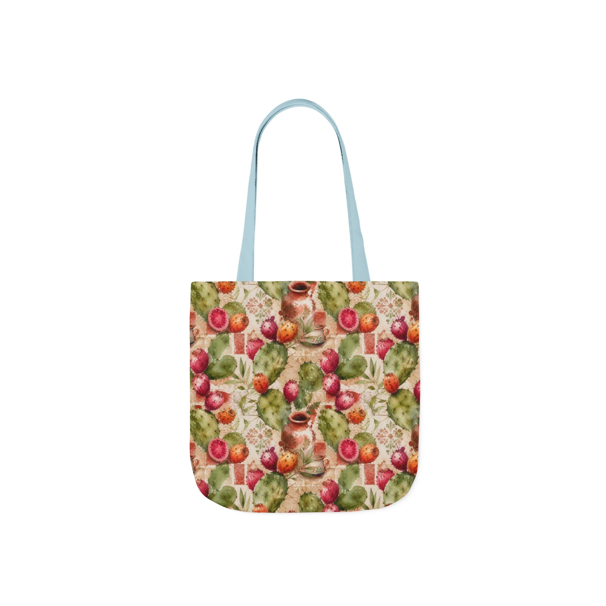 Prickly Pear Cactus Fruit Canvas Tote Bag Mediterranean Kitchen Watercolor Splash Design Italian Cottagecore Gift