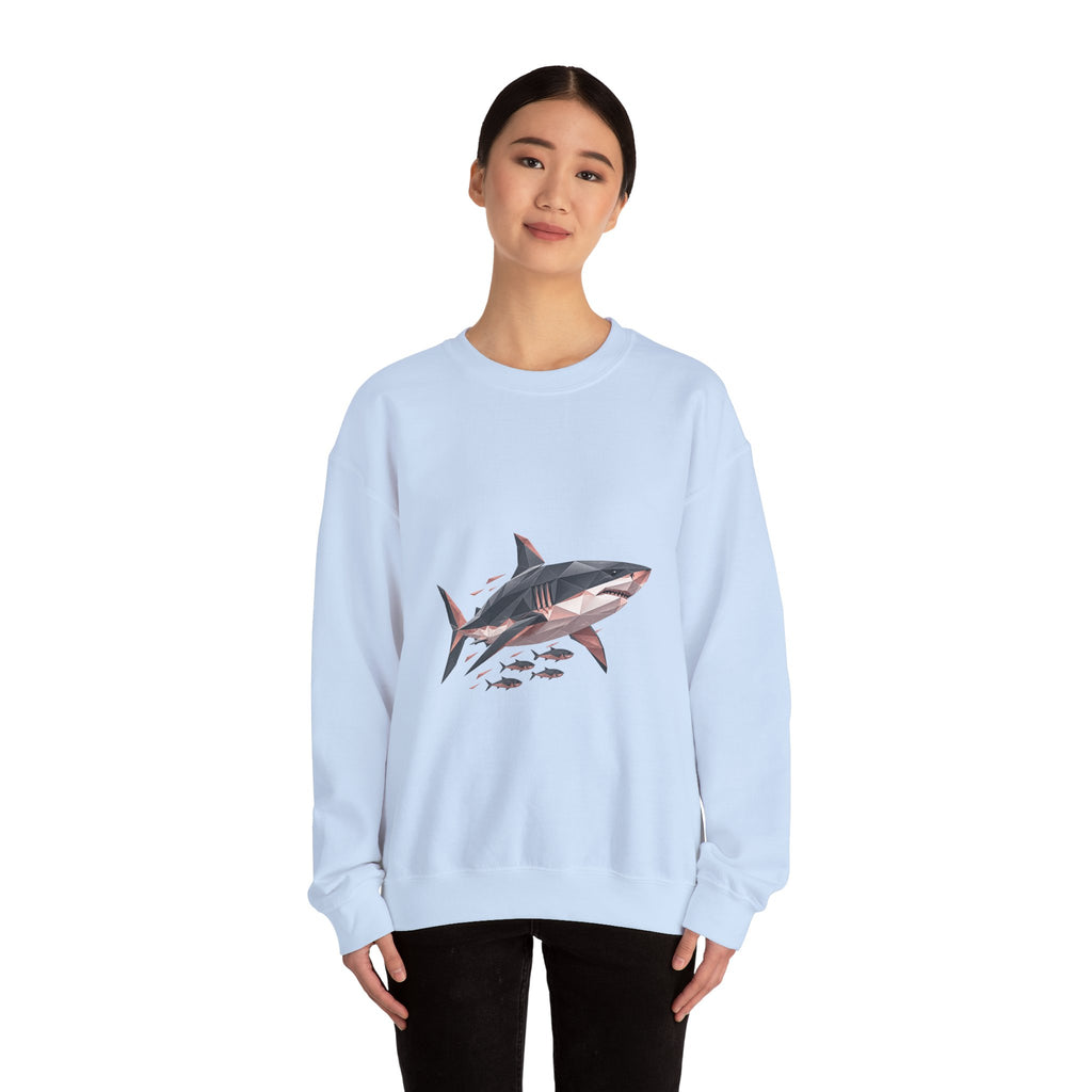 Matching Couple Sweatshirt - Shark & Dolphin Matching Couple Premium Fleece Sweatshirt Geometric Art His Hers Love Gift - Design A