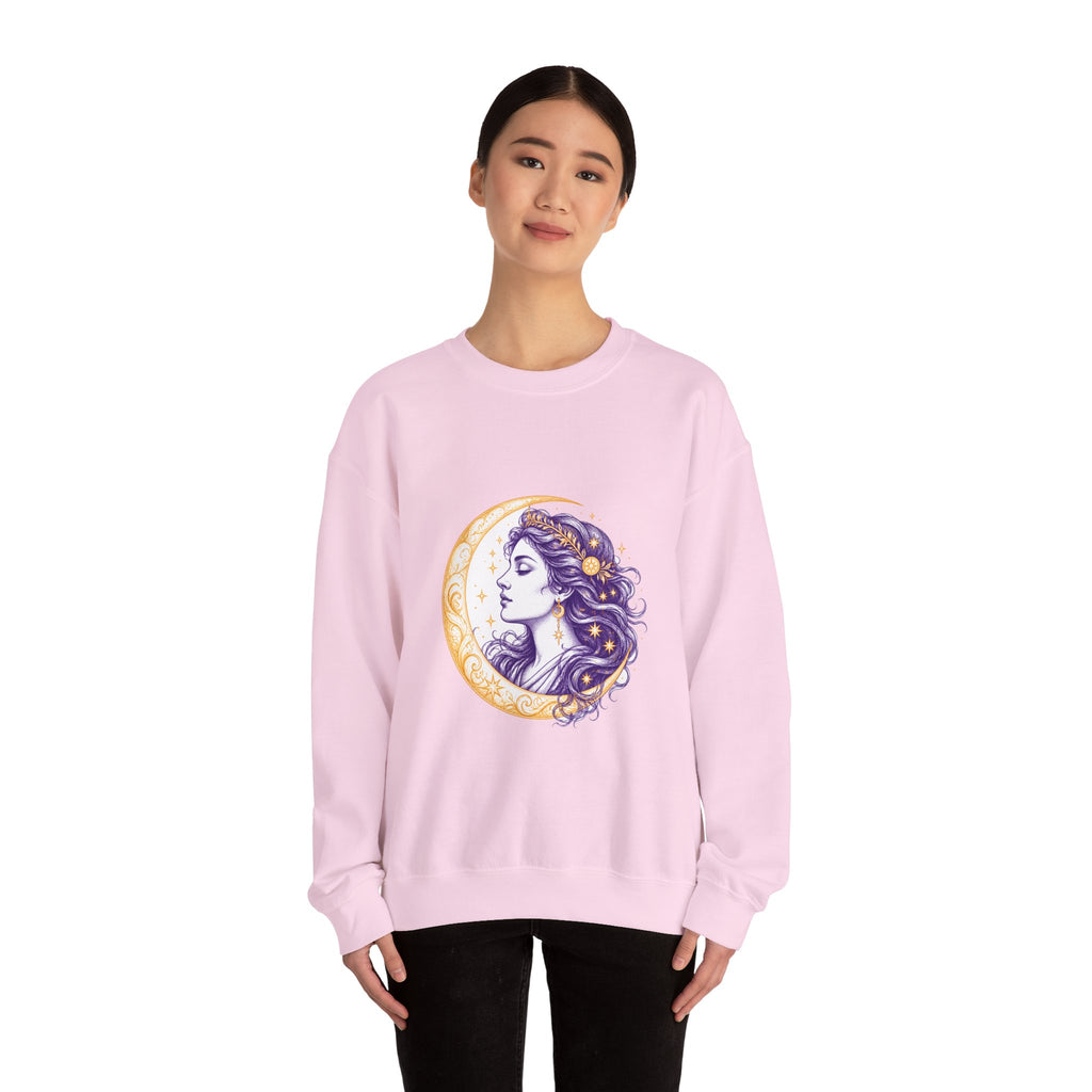 Matching Couple Sweatshirt - Helios & Selene Matching Couple Crewneck Sweatshirt Hand-Drawn Art His Hers Best Friend Gift - Design B
