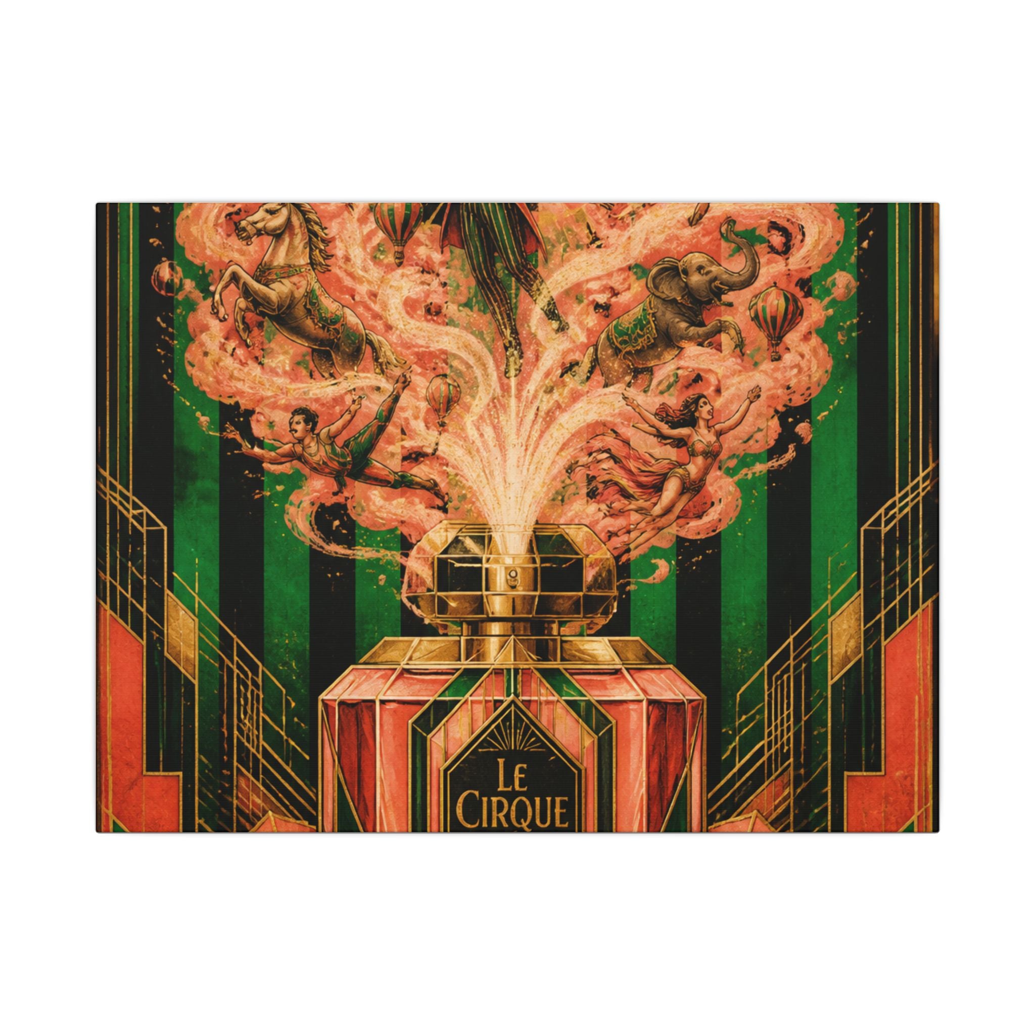 Perfume Bottle Fountain Wall Art Canvas 16×20 Art Deco Entryway Decor Maximalist Print