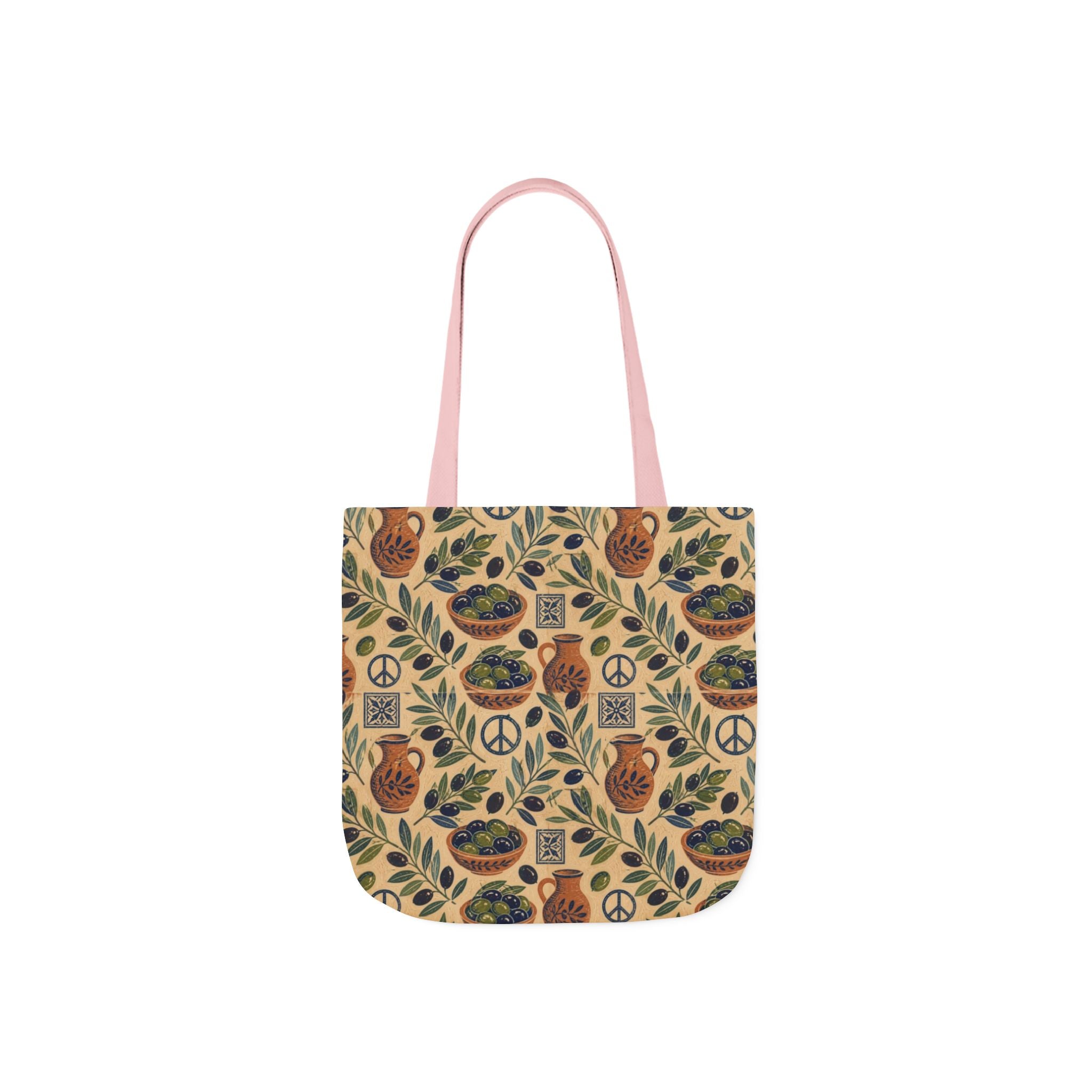 Olive Branches Canvas Tote Bag Mediterranean Kitchen Linocut Design Italian Cottagecore Gift