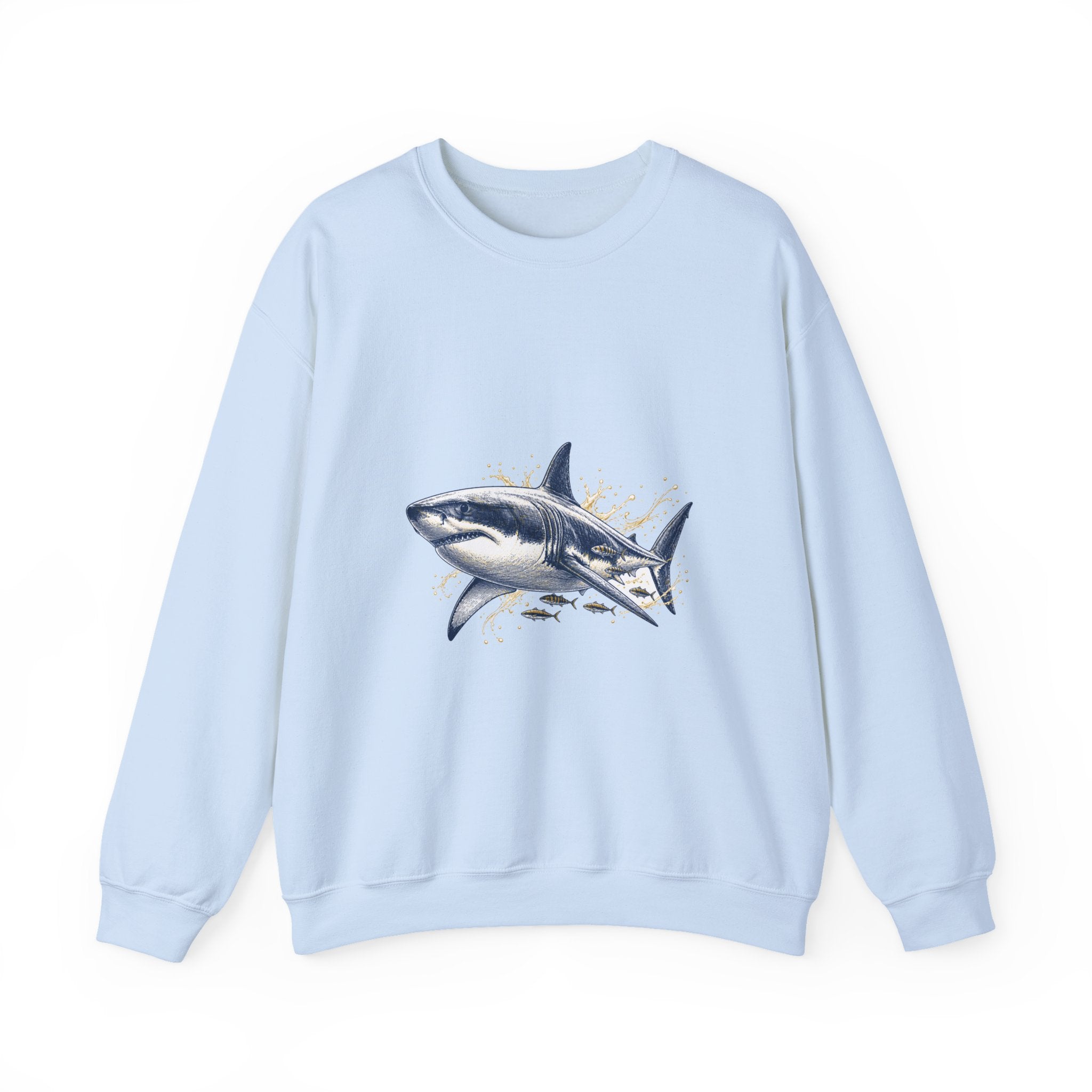 Matching Couple Sweatshirt - Shark & Dolphin Matching Couple Comfort Colors Crew Hand-Drawn Art His Hers Anniversary Gift - Design A