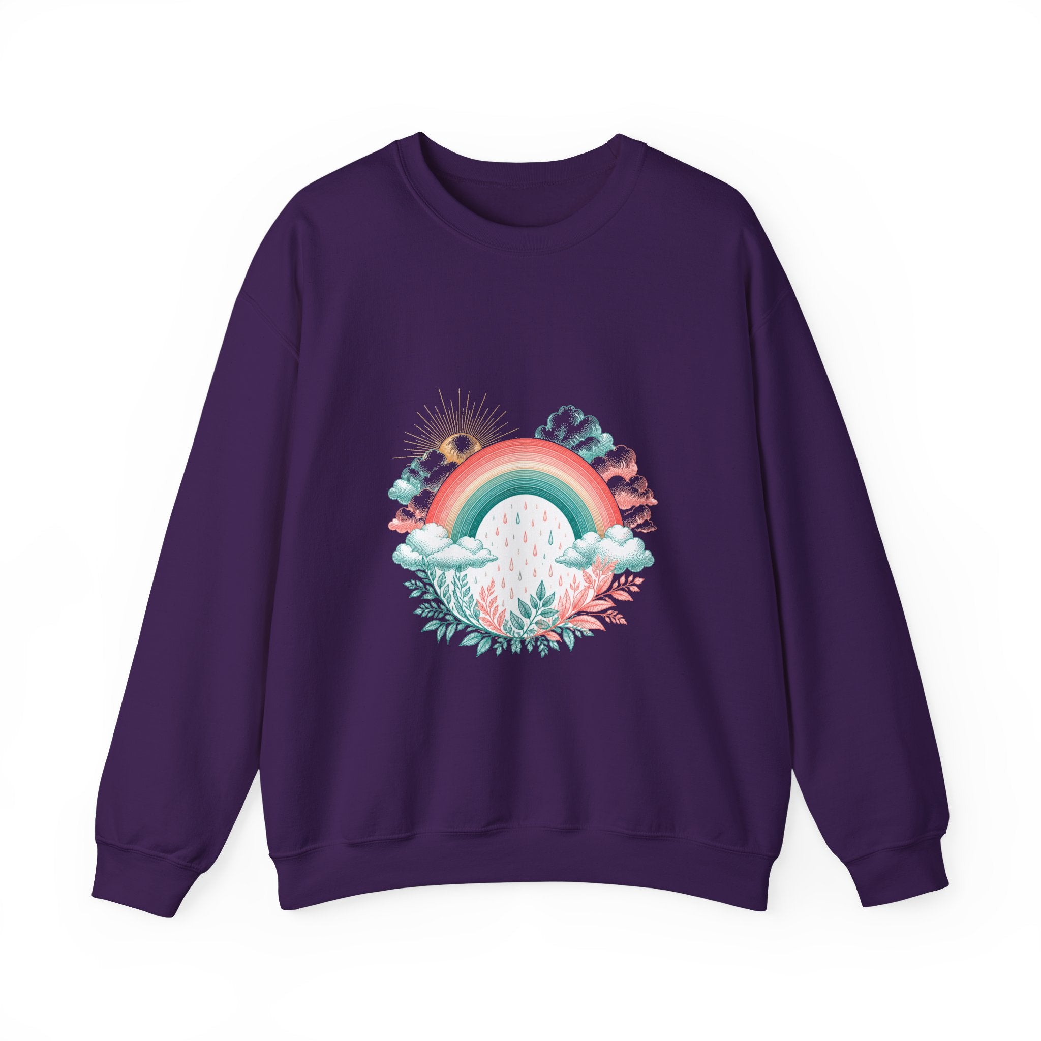 Matching Couple Sweatshirt - Storm & Rainbow Matching Couple Comfort Colors Crew Vintage Art His Hers Honeymoon Gift - Design B