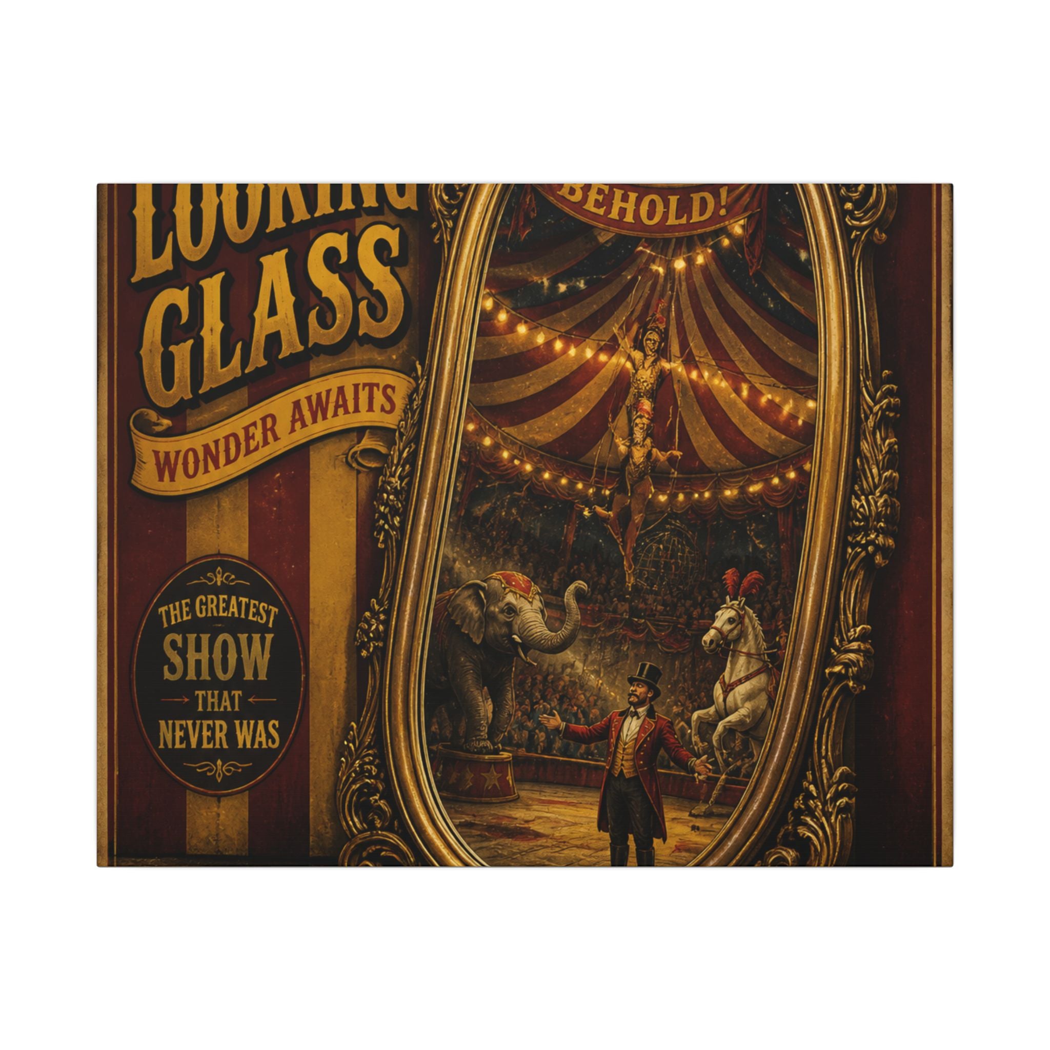 Vintage Mirror Circus Wall Art Canvas 16×20 Vintage Circus Kitchen Decor Maximalist Print