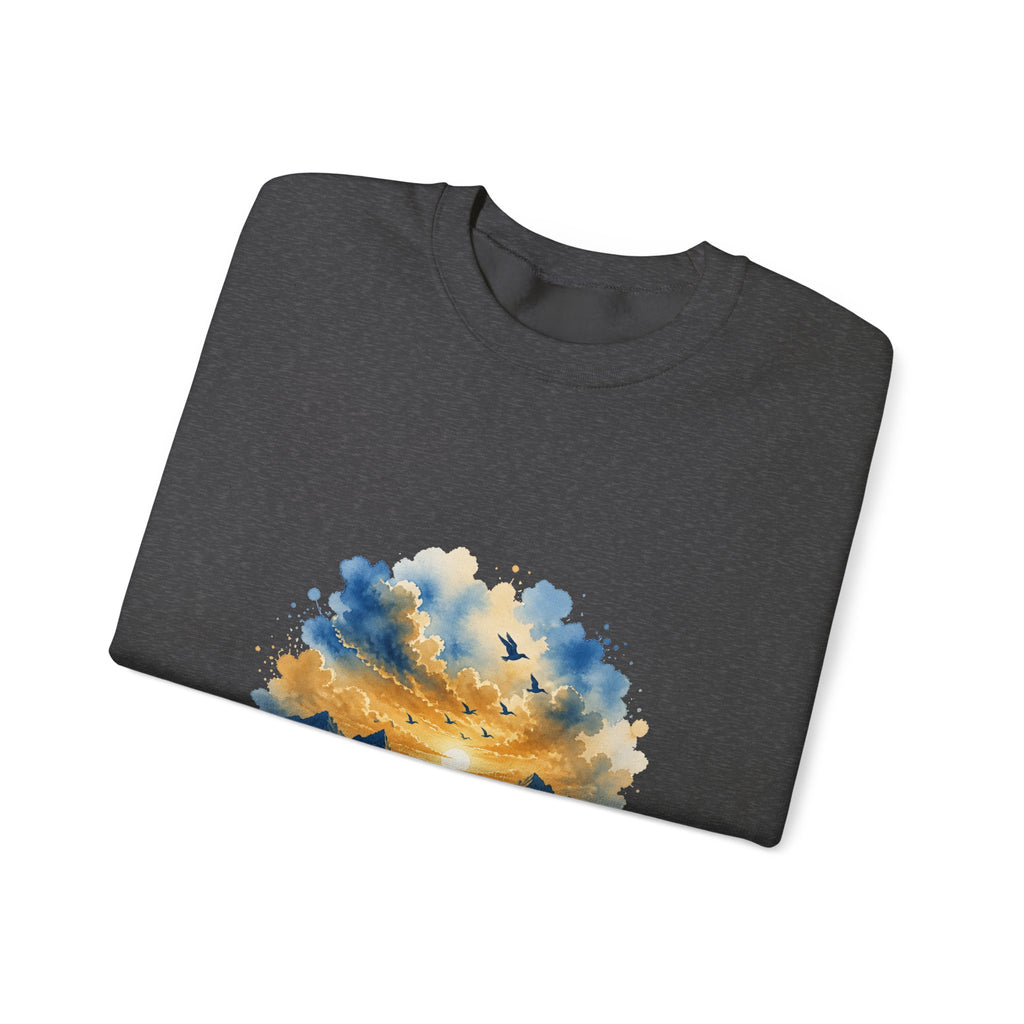 Matching Couple Sweatshirt - Sunrise & Sunset Matching Couple Crewneck Sweatshirt Watercolor Art His Hers Engagement Gift - Design B