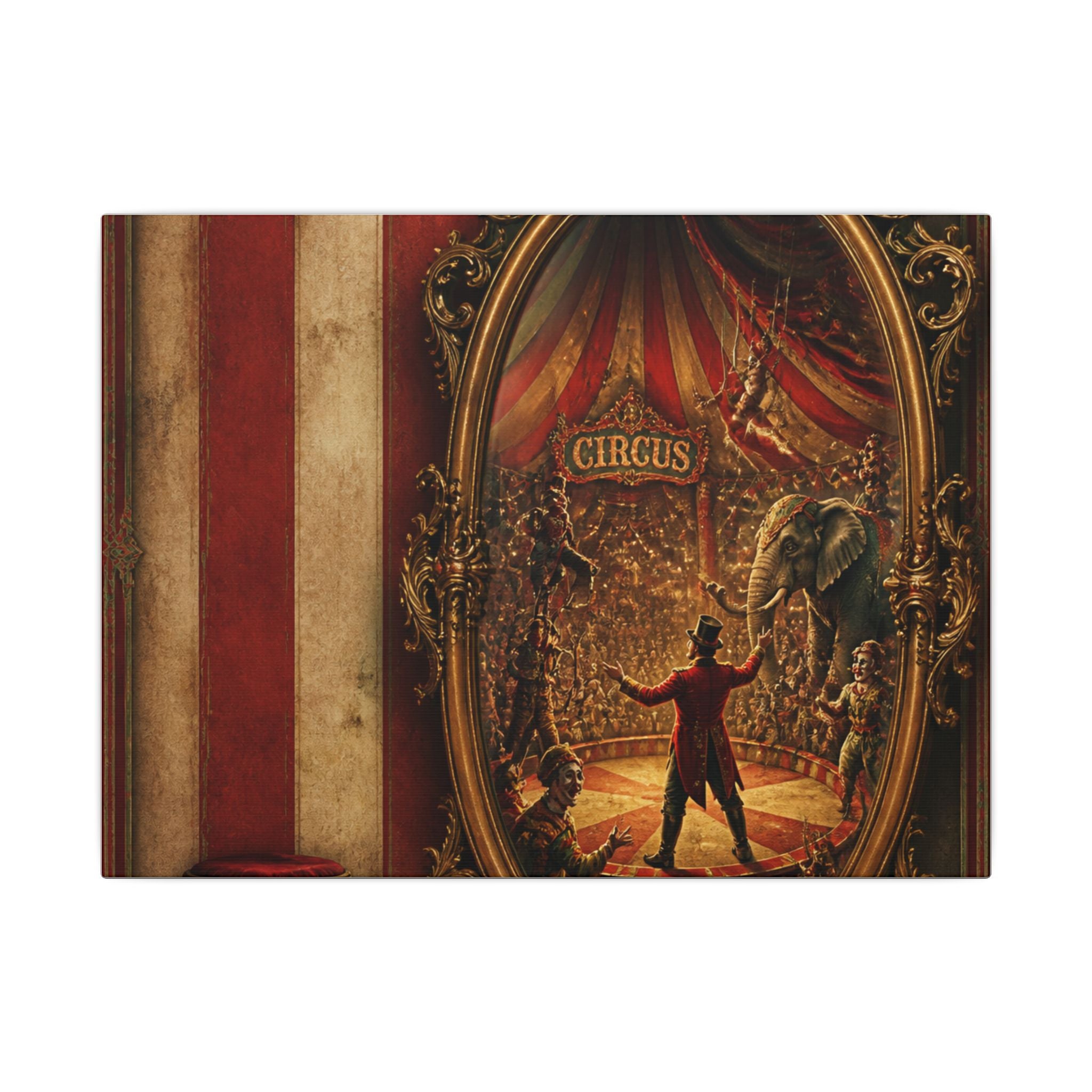 Vintage Mirror Circus Wall Art Canvas 24×36 Baroque Studio Decor Maximalist Print