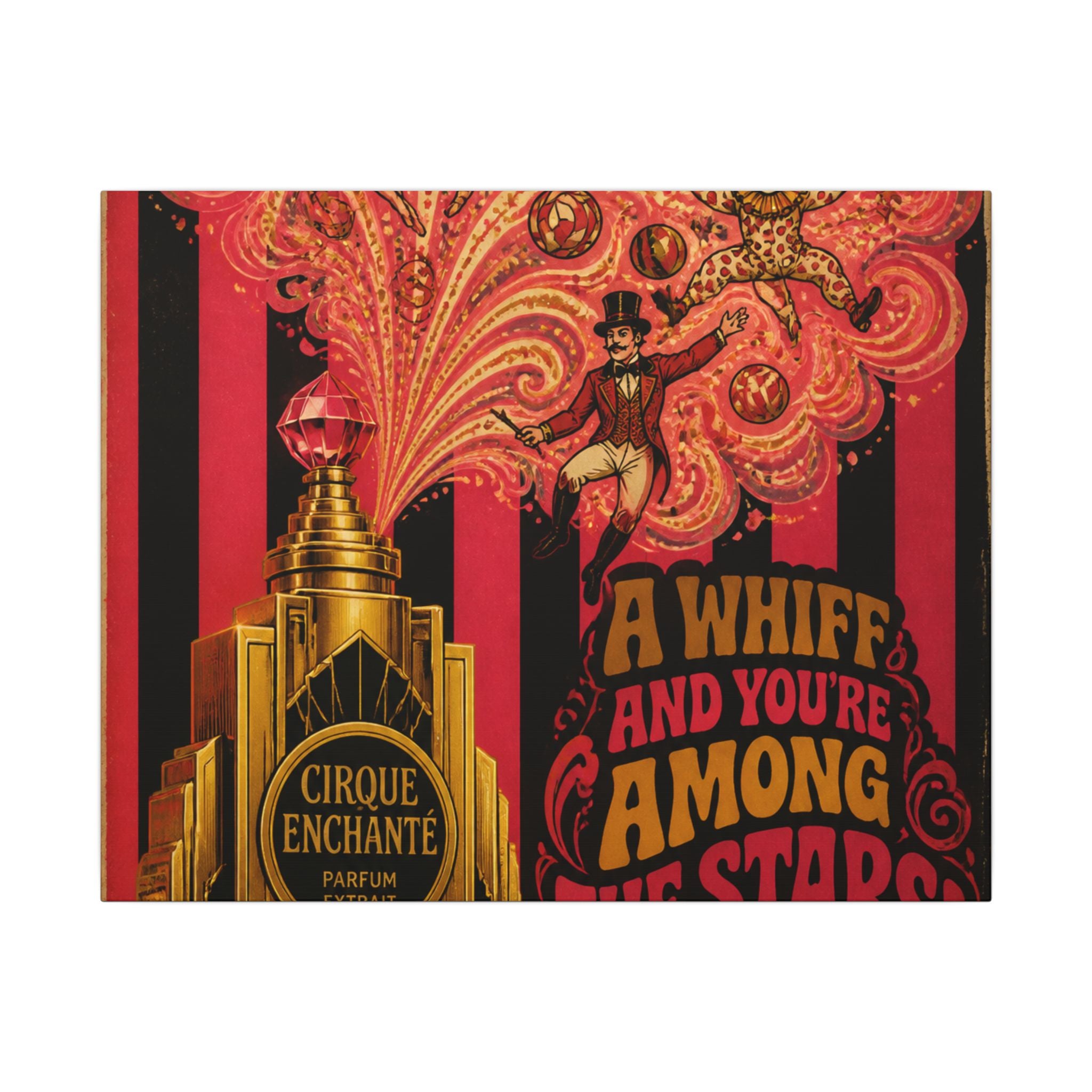 Perfume Bottle Fountain Wall Art Canvas 24×36 Psychedelic Dining Room Decor Maximalist Print