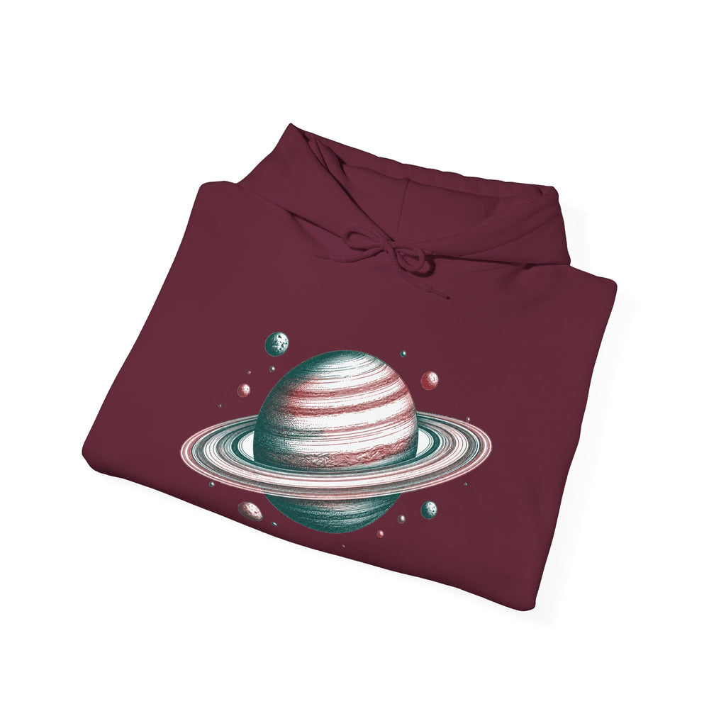Matching Couple Sweatshirt - Saturn & Jupiter Matching Couple Hooded Sweatshirt Hand-Drawn Art His Hers Best Friend Gift - Design A