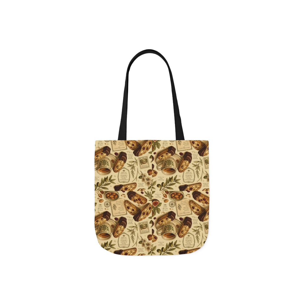 Almond Biscotti Canvas Tote Bag Mediterranean Kitchen Botanical Design Italian Cottagecore Gift